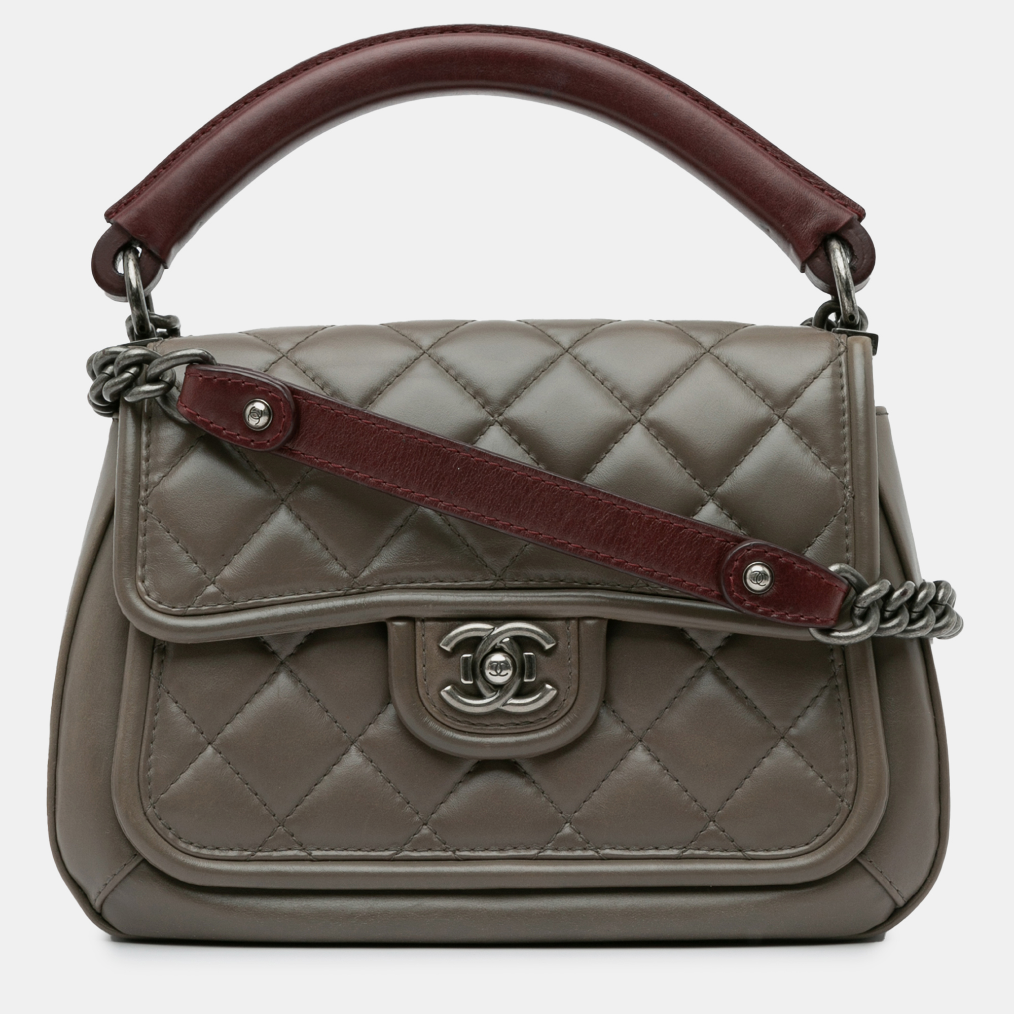 

Chanel Grey Medium Calfskin Leather Prestige Flap Bag