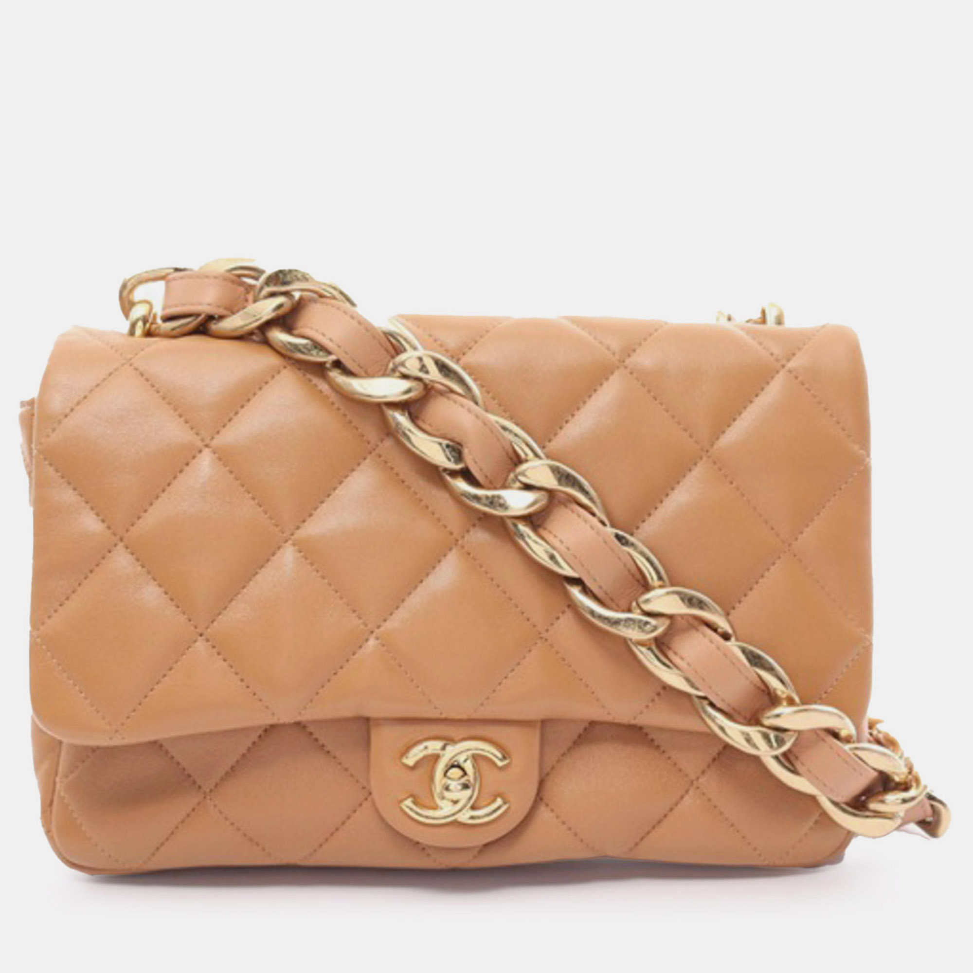 

Chanel Brown Large Quilted Lambskin Funky Town Flap