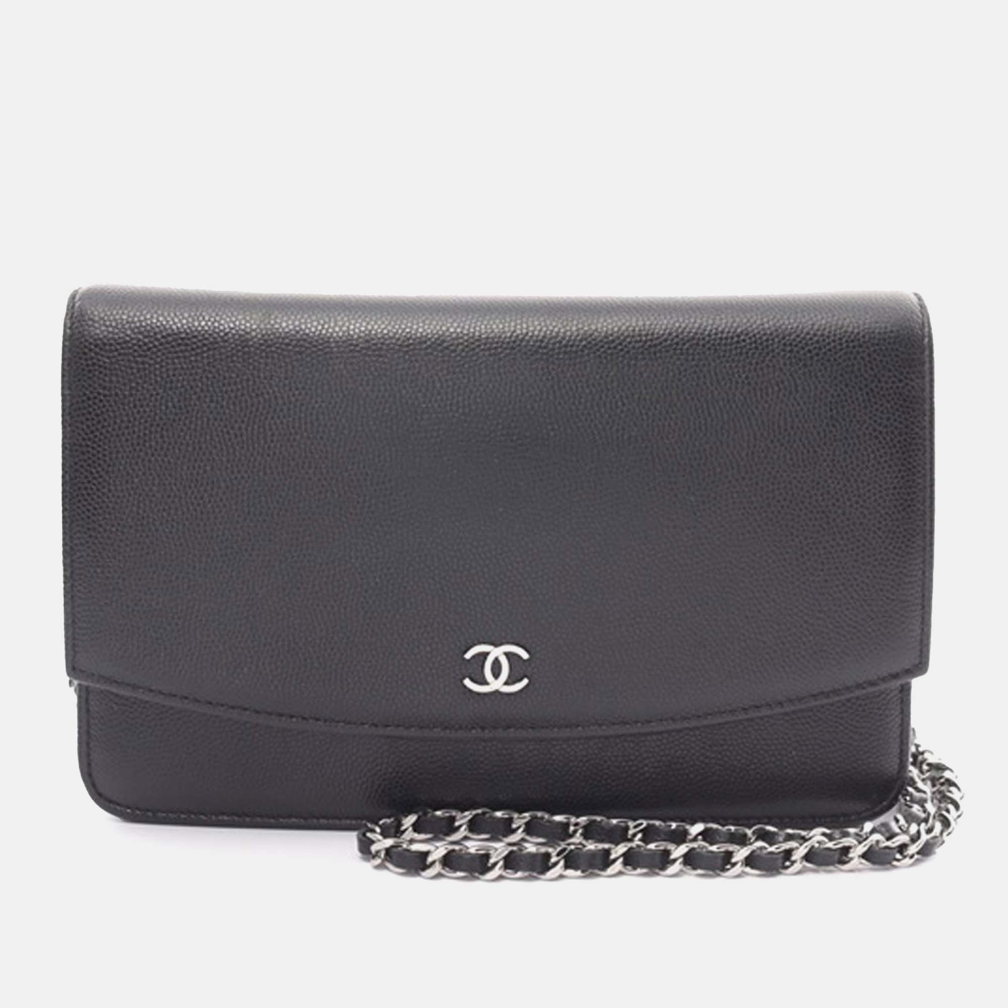 

Chanel Black CC Caviar Sevruga Wallet On Chain