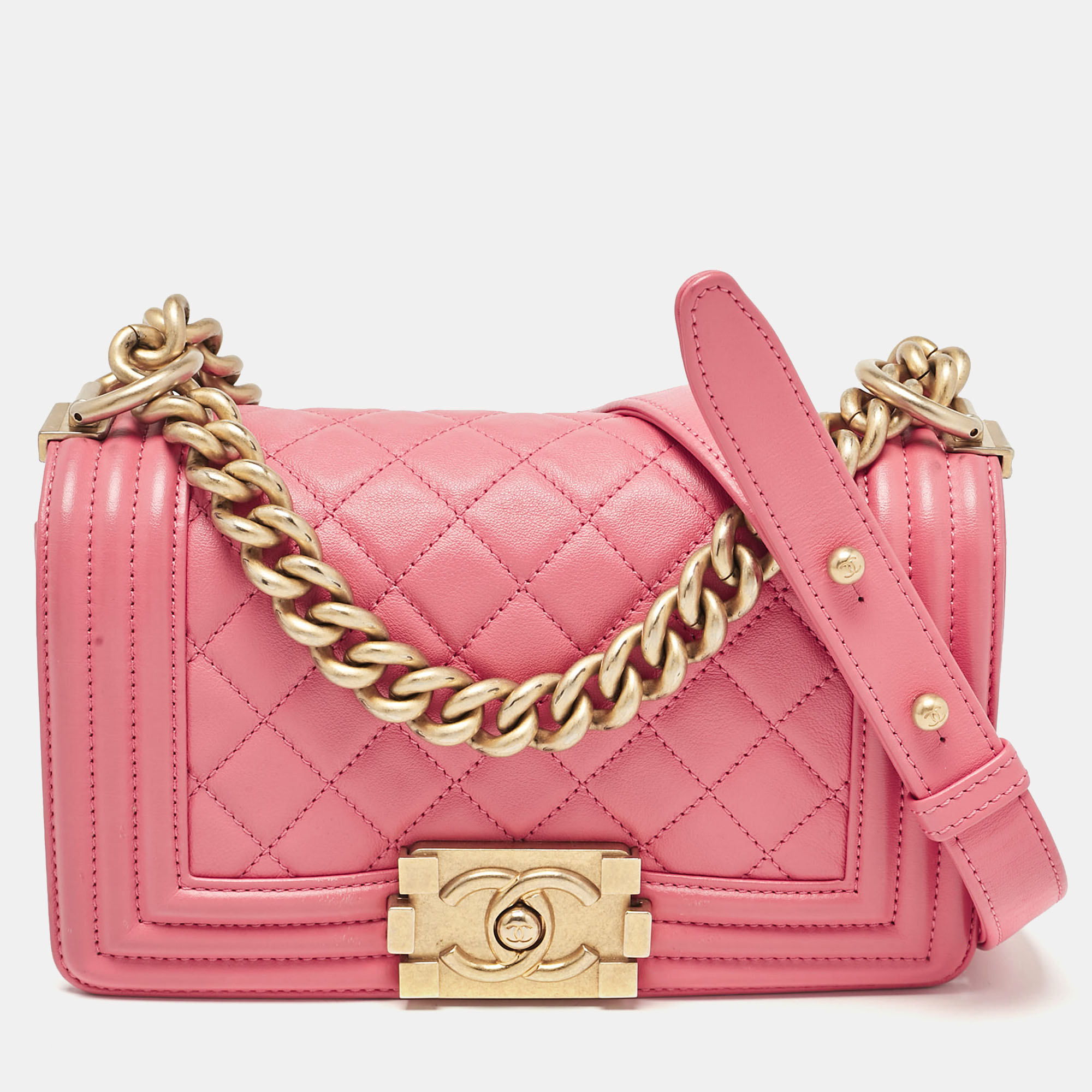 

Chanel Pink Quilted Leather  Boy Bag