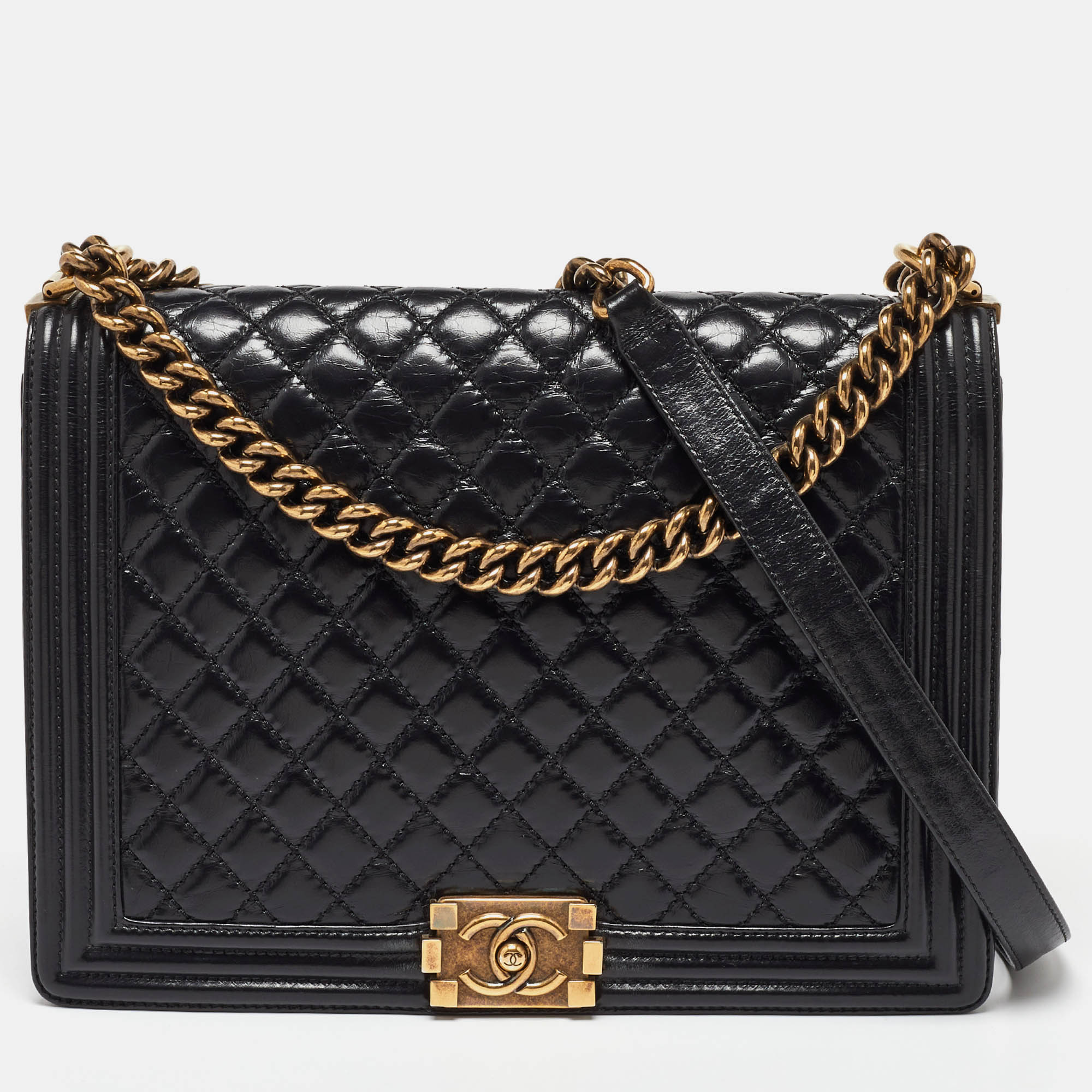 

Chanel Black Quilted Leather Large Boy Flap Bag