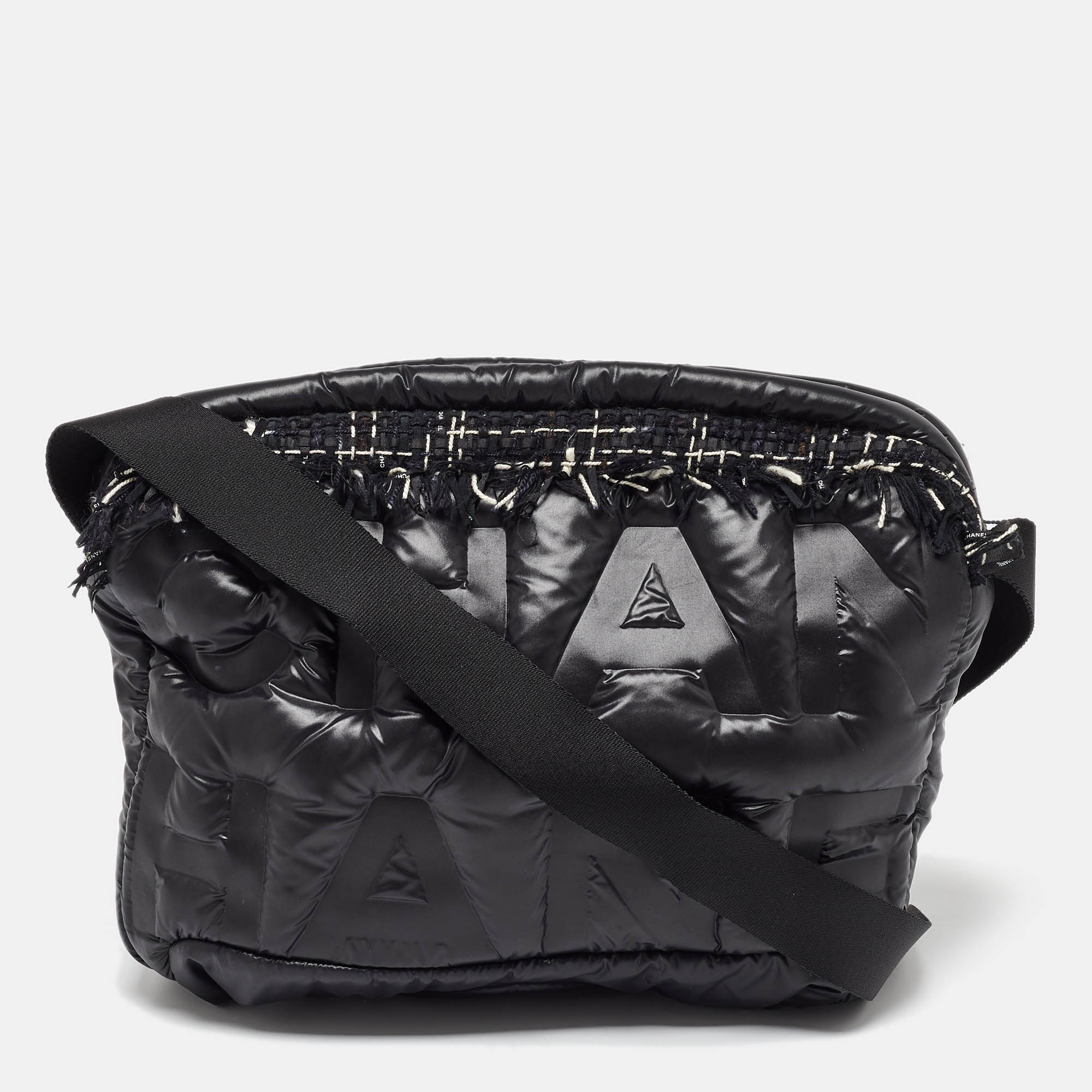 

Chanel Black Embossed Nylon Doudoune Crossbody Bag