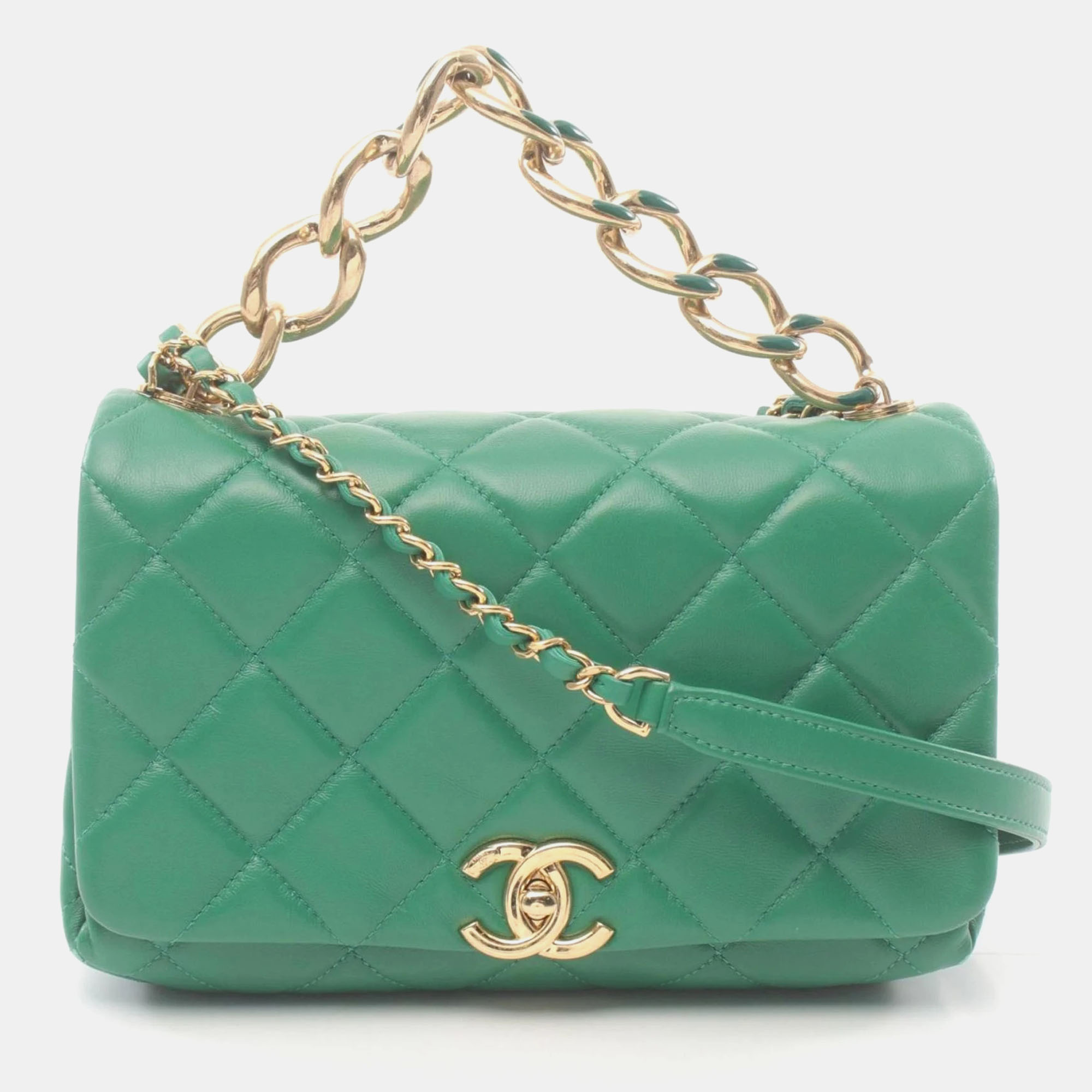 

Chanel Green Lambskin Matelasse Shoulder Bag