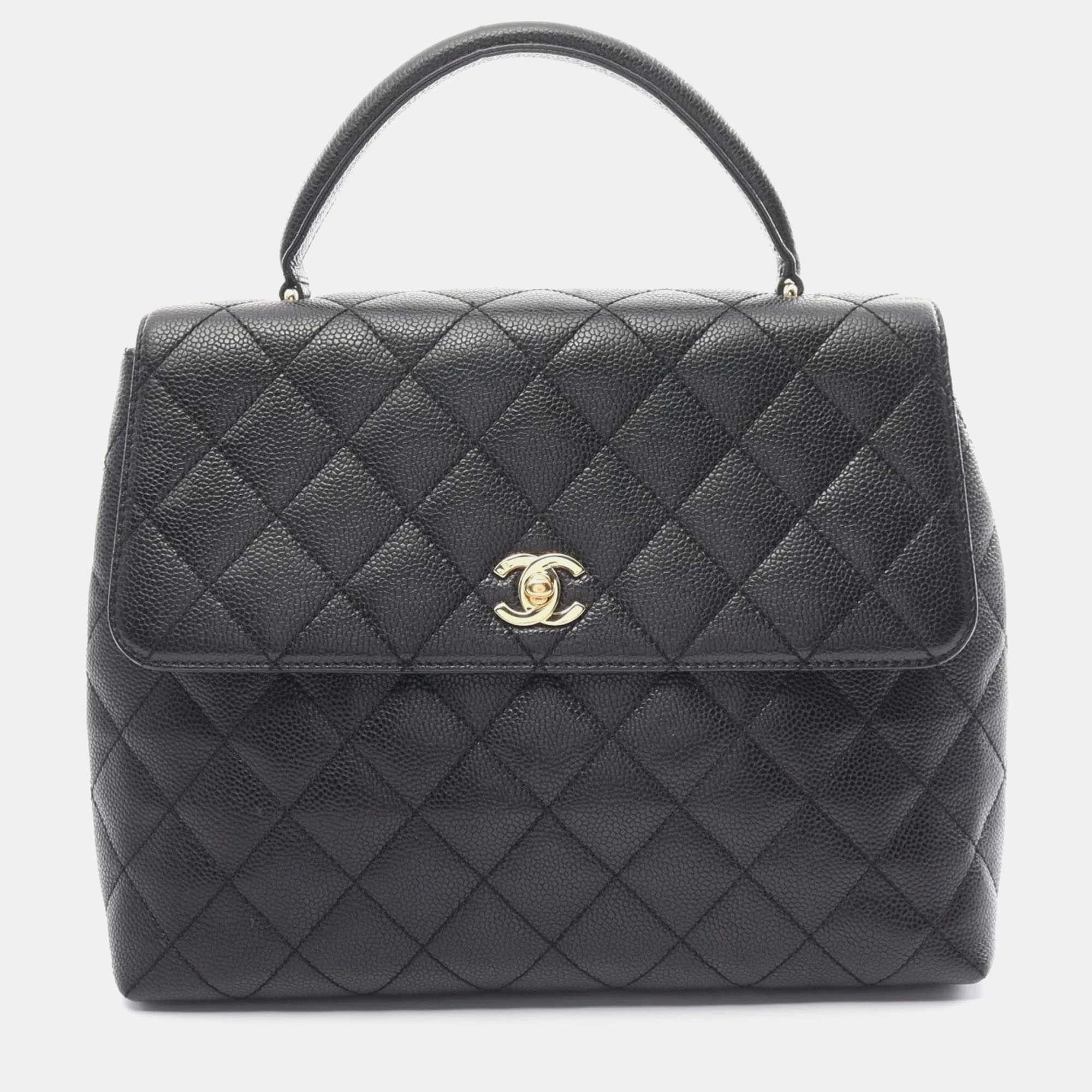 Pre-owned Chanel Black Caviar Skin (grained Calf) Matelasse Bag