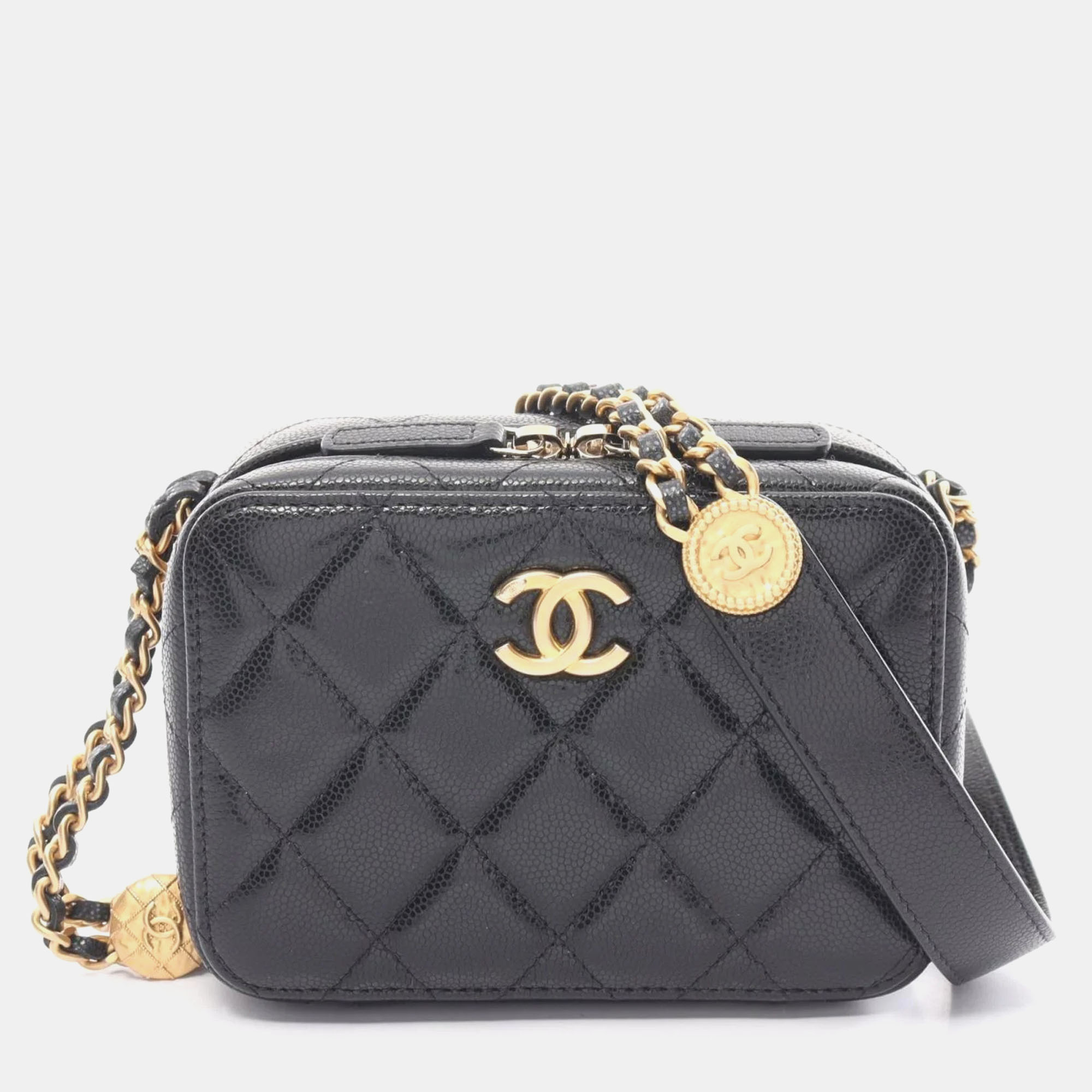 Pre-owned Chanel Black Caviar Skin (grained Calfskin) Matelasse Shoulder Bag