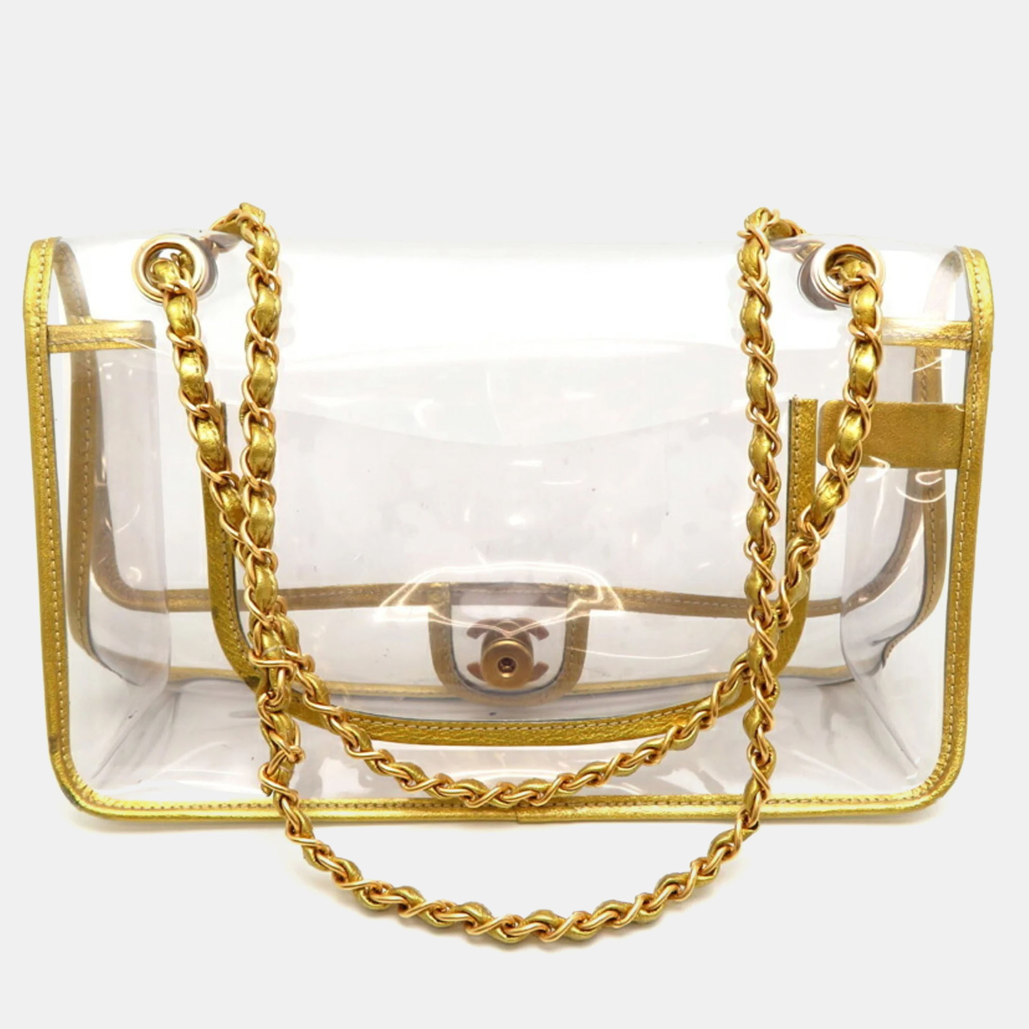 

Chanel Gold Vinyl Chain Shoulder Bag