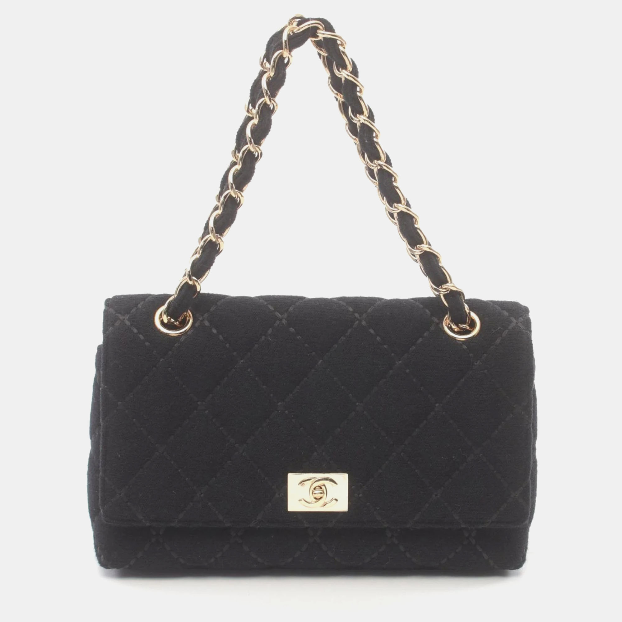 

Chanel Black Canvas Wild Stitch Handbag