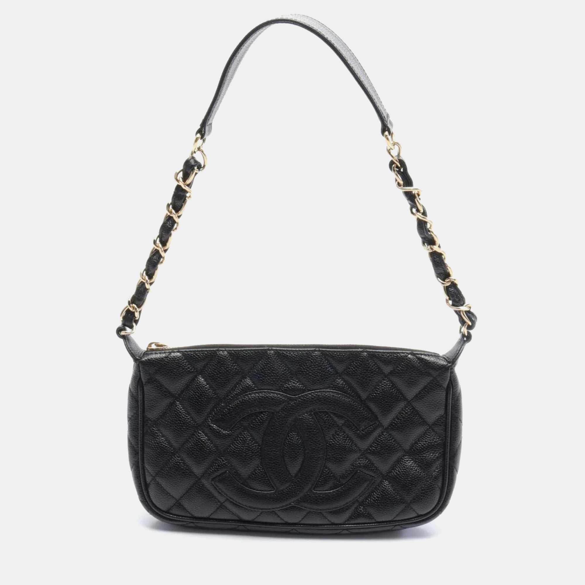 Pre-owned Chanel Black Caviar Skin (grained Calf) Matelasse Coco Mark Shoulder Bag