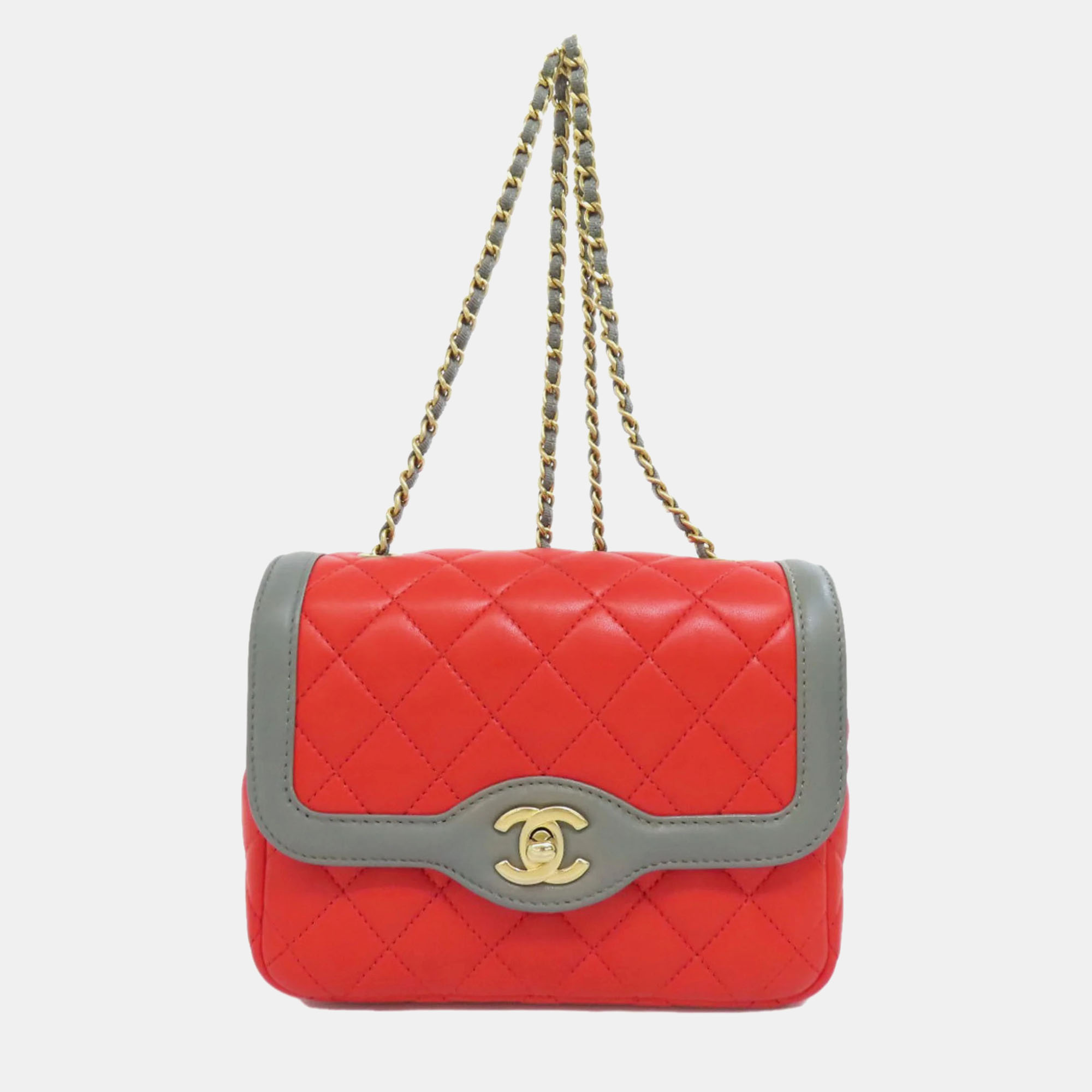 

Chanel Lambskin Chain Shoulder Coco Mark Bag, Grey