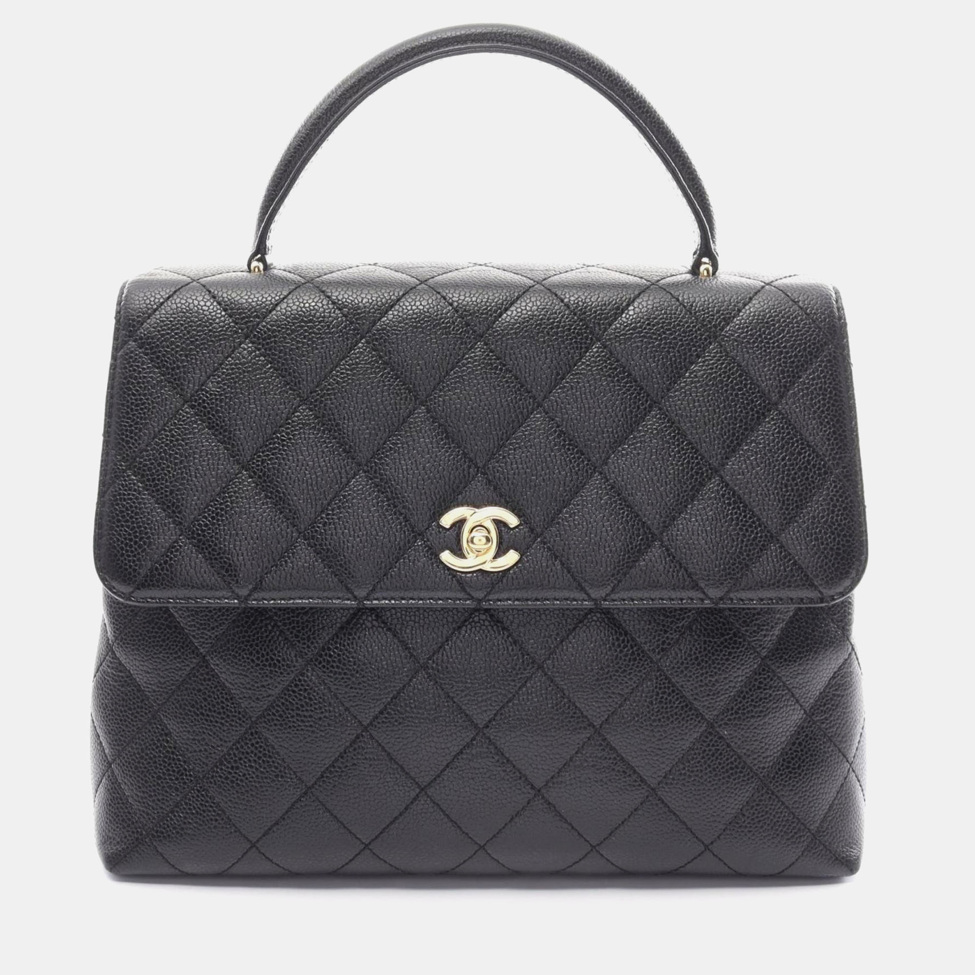 

Chanel Black Caviar Skin (Grained Calf) Matelasse Handbag