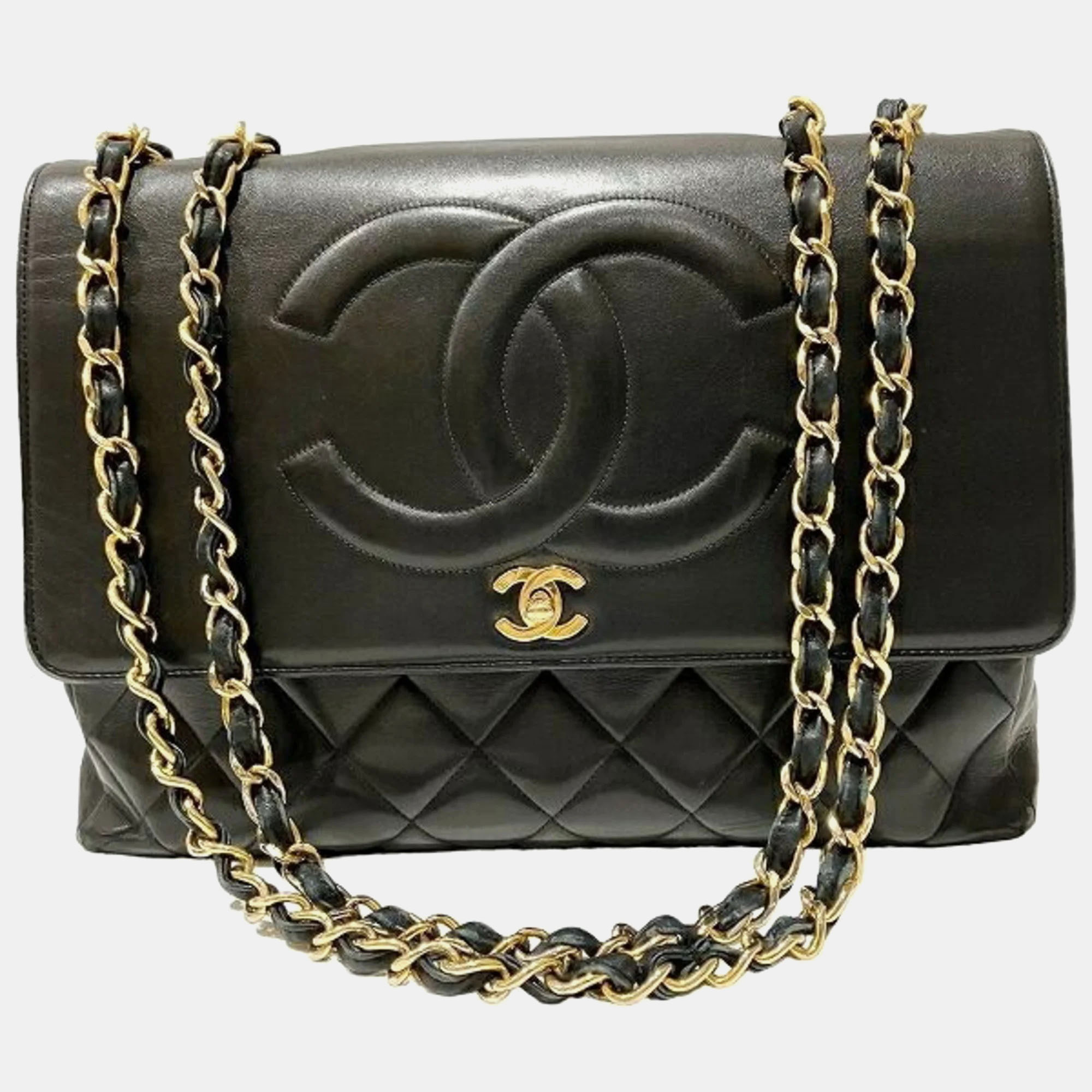 

Chanel Deca Matelasse Coco Mark Chain Shoulder Bag, Black