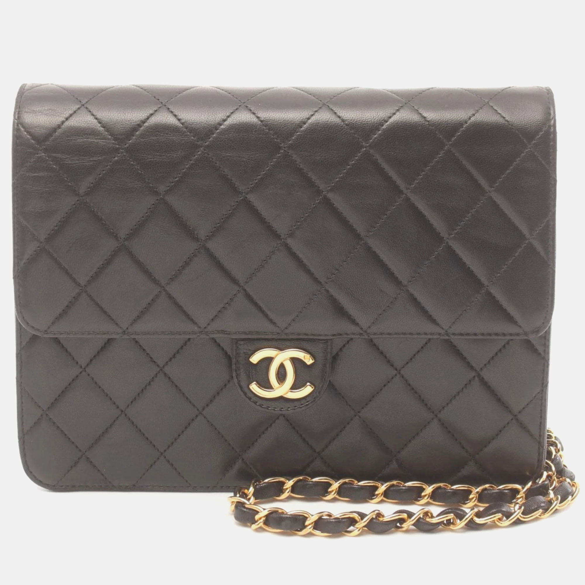 

Chanel Black Lambskin Matelasse Shoulder Bag