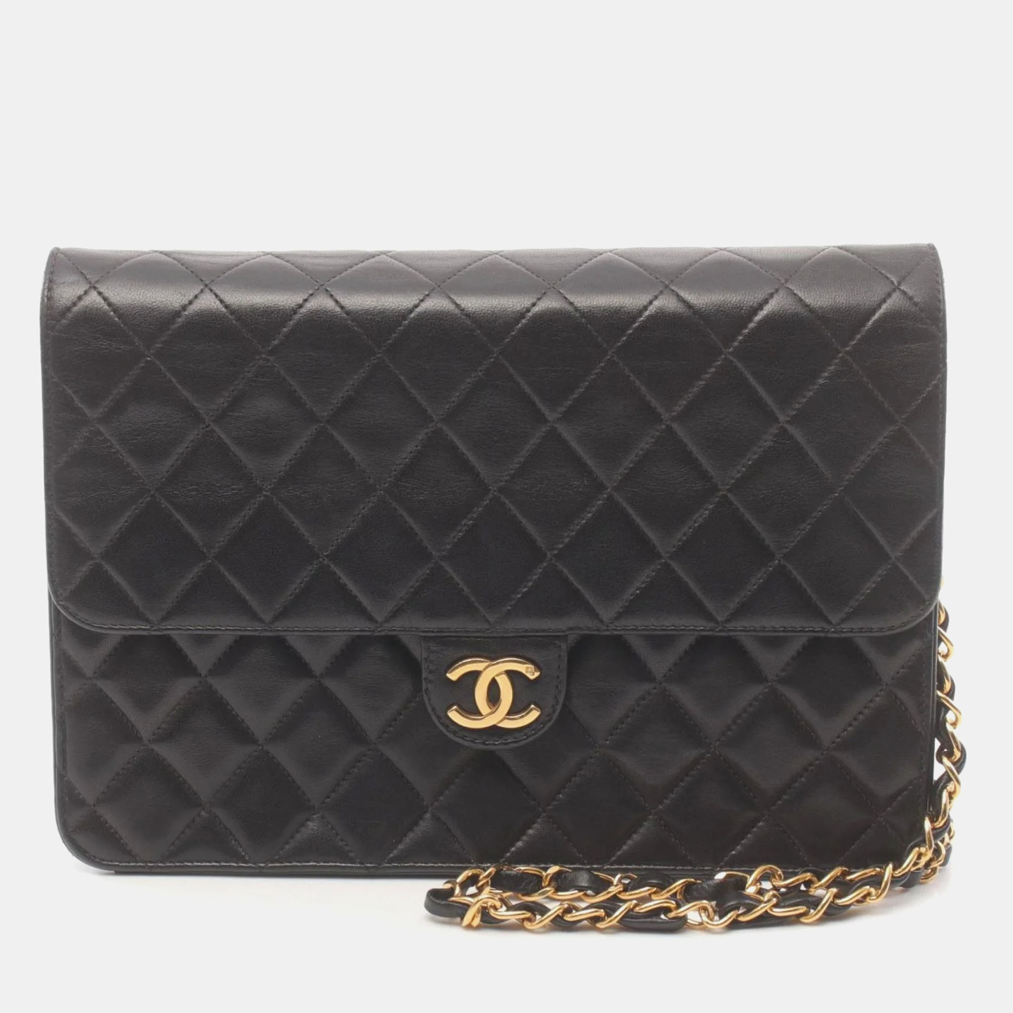 

Chanel Black Lambskin Matelasse Shoulder Bag