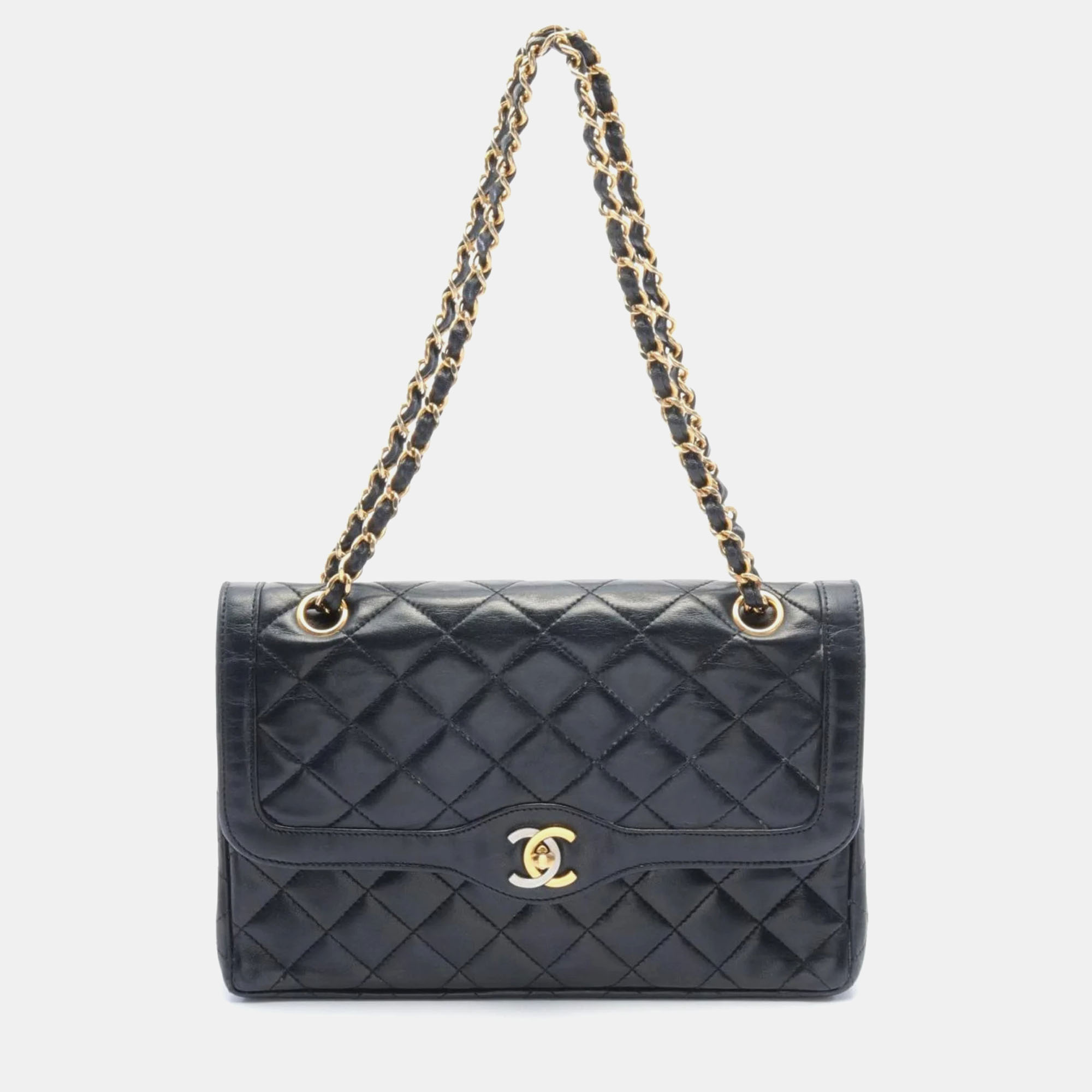 

Chanel Black Lambskin Matelasse Shoulder Bag