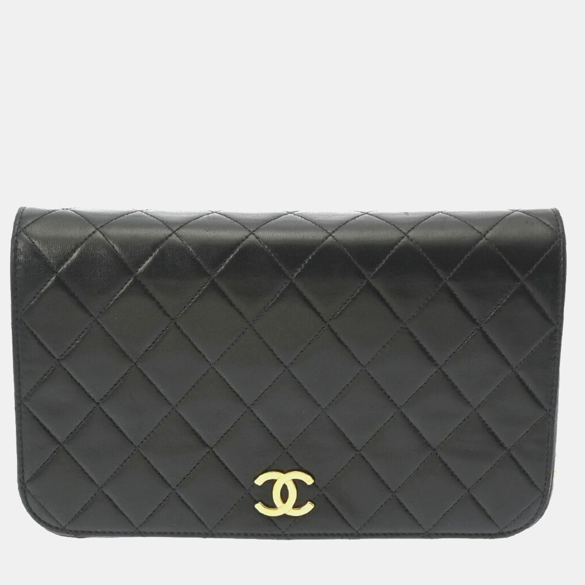 

Chanel Black Lambskin Matelasse Chain Shoulder  Bag