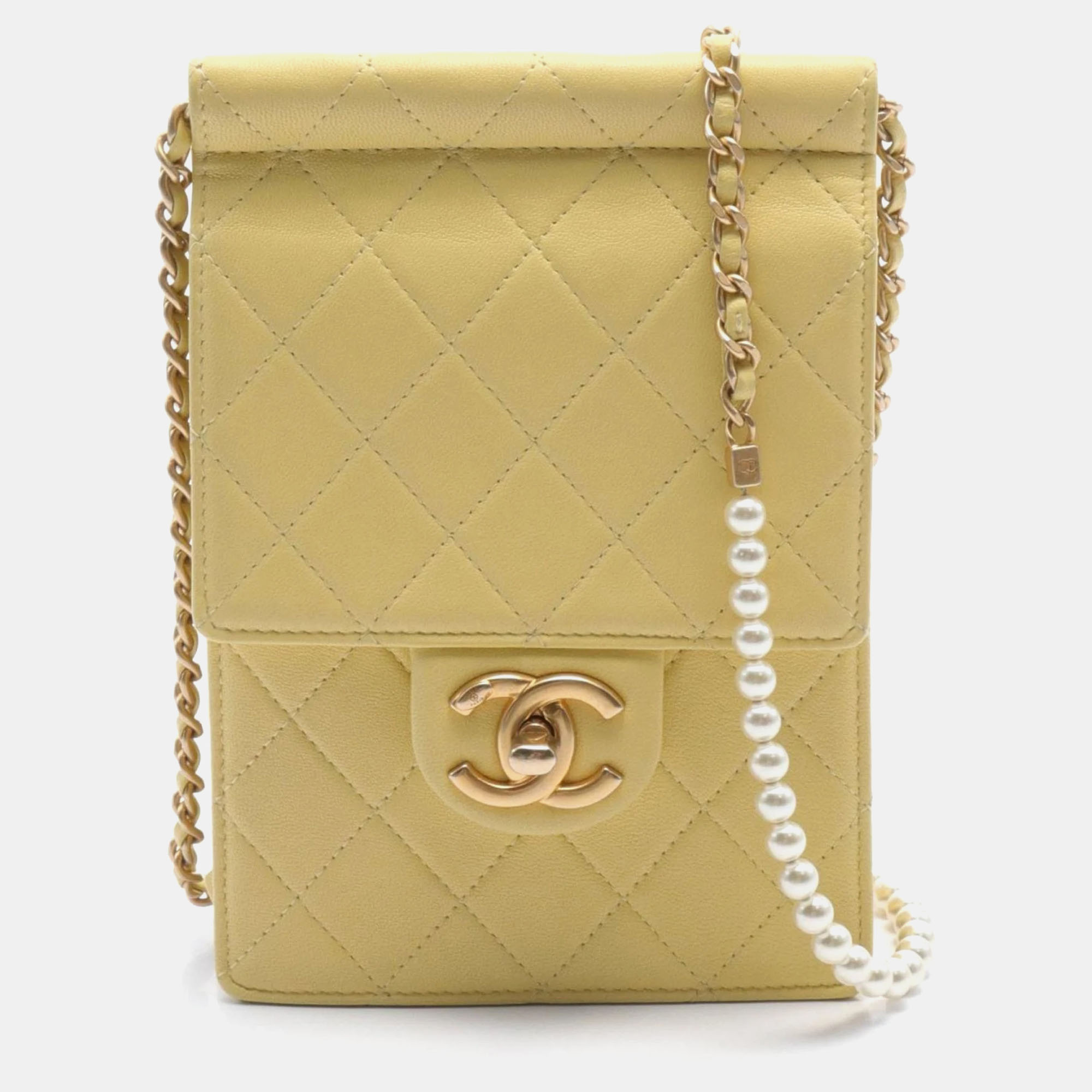 

Chanel Yellow Leather Matelasse Shoulder Bag