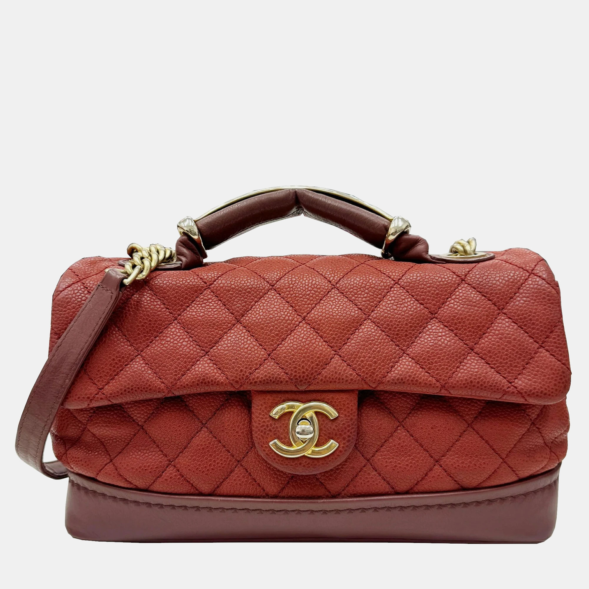 

Chanel Red Bordeaux Cabiasun Leather Matelasse Shoulder Bag