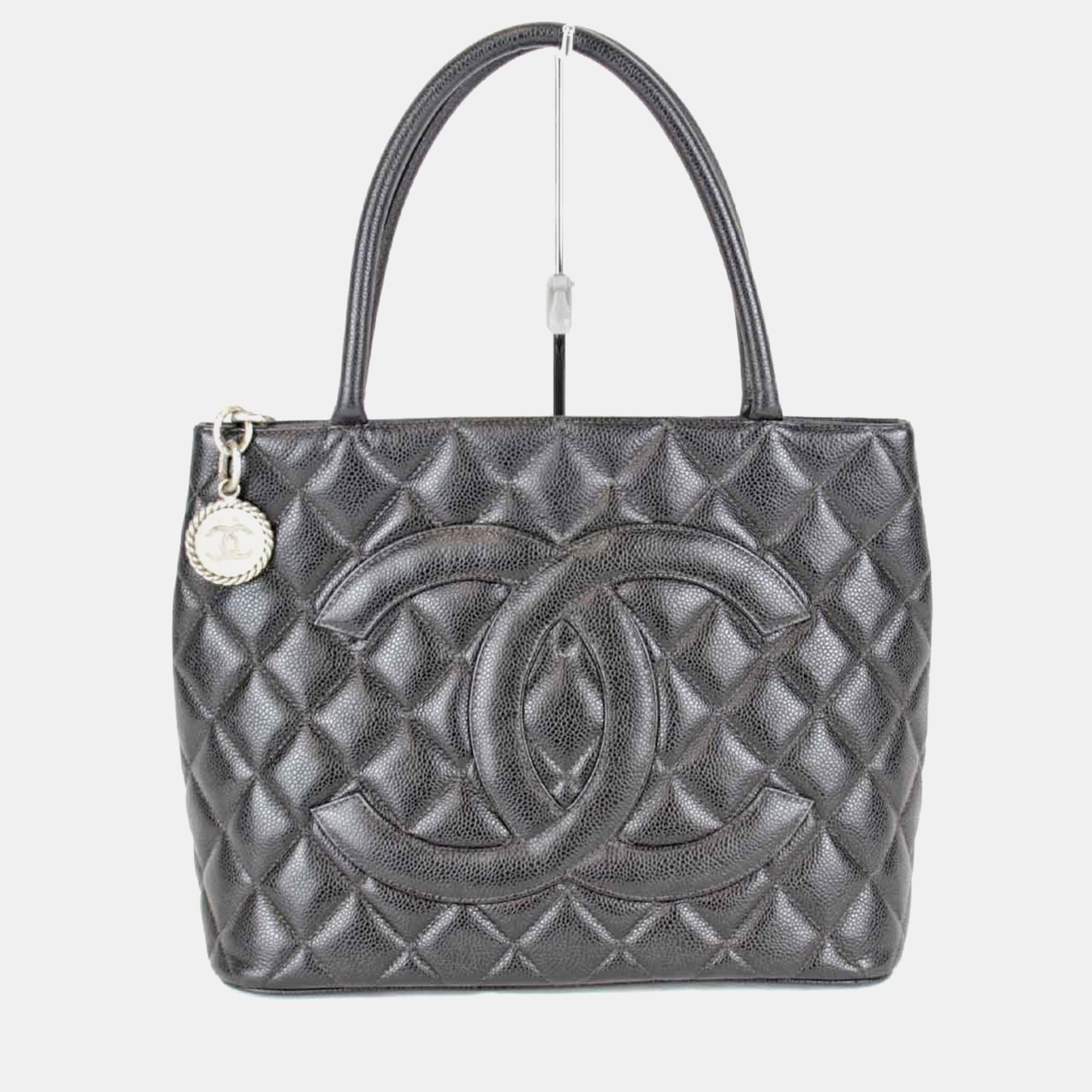 Pre-owned Chanel Black Caviar Skin Tote Bag