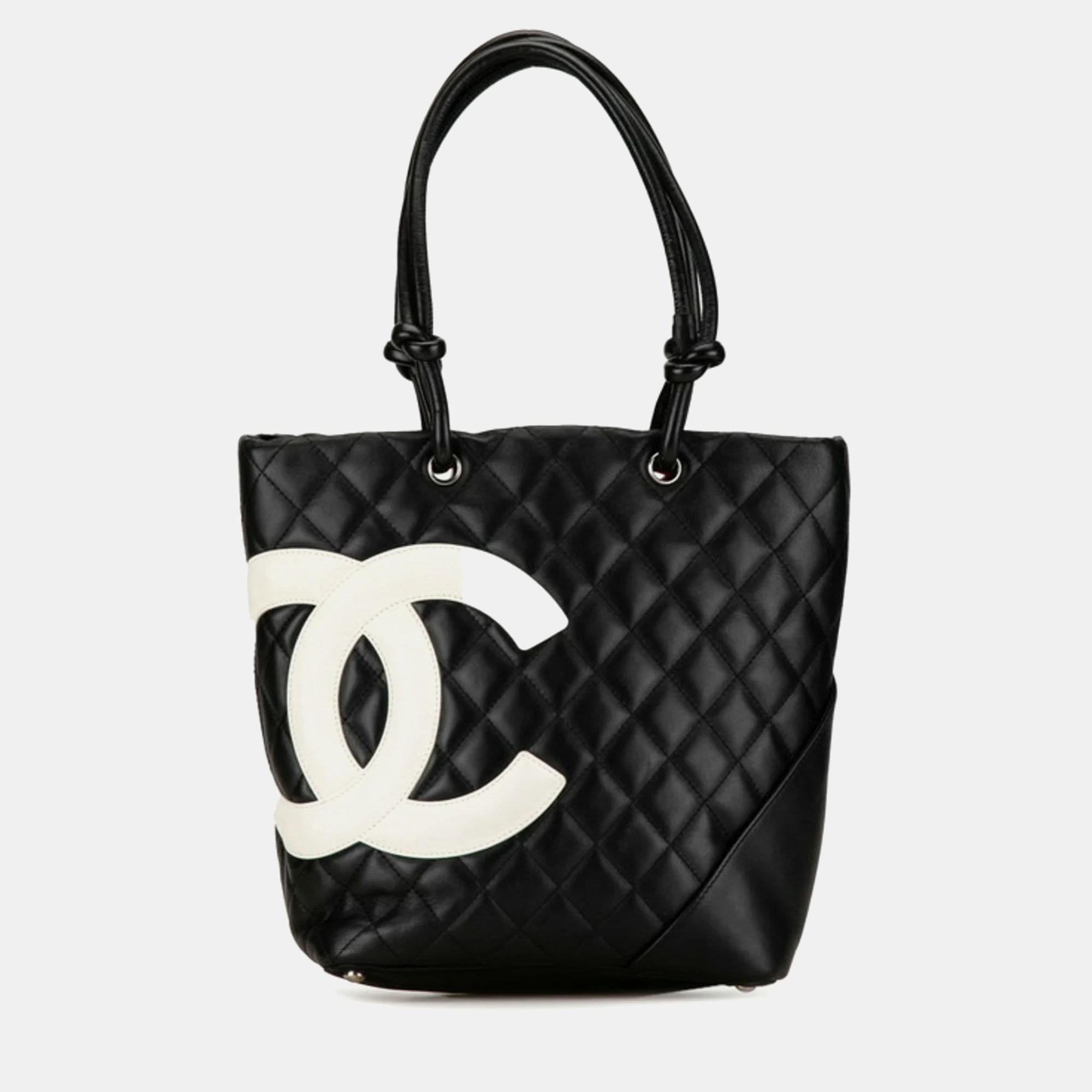 Pre-owned Chanel Black Lambskin Matelasse Deca Coco Mark Cambon Line Tote Bag