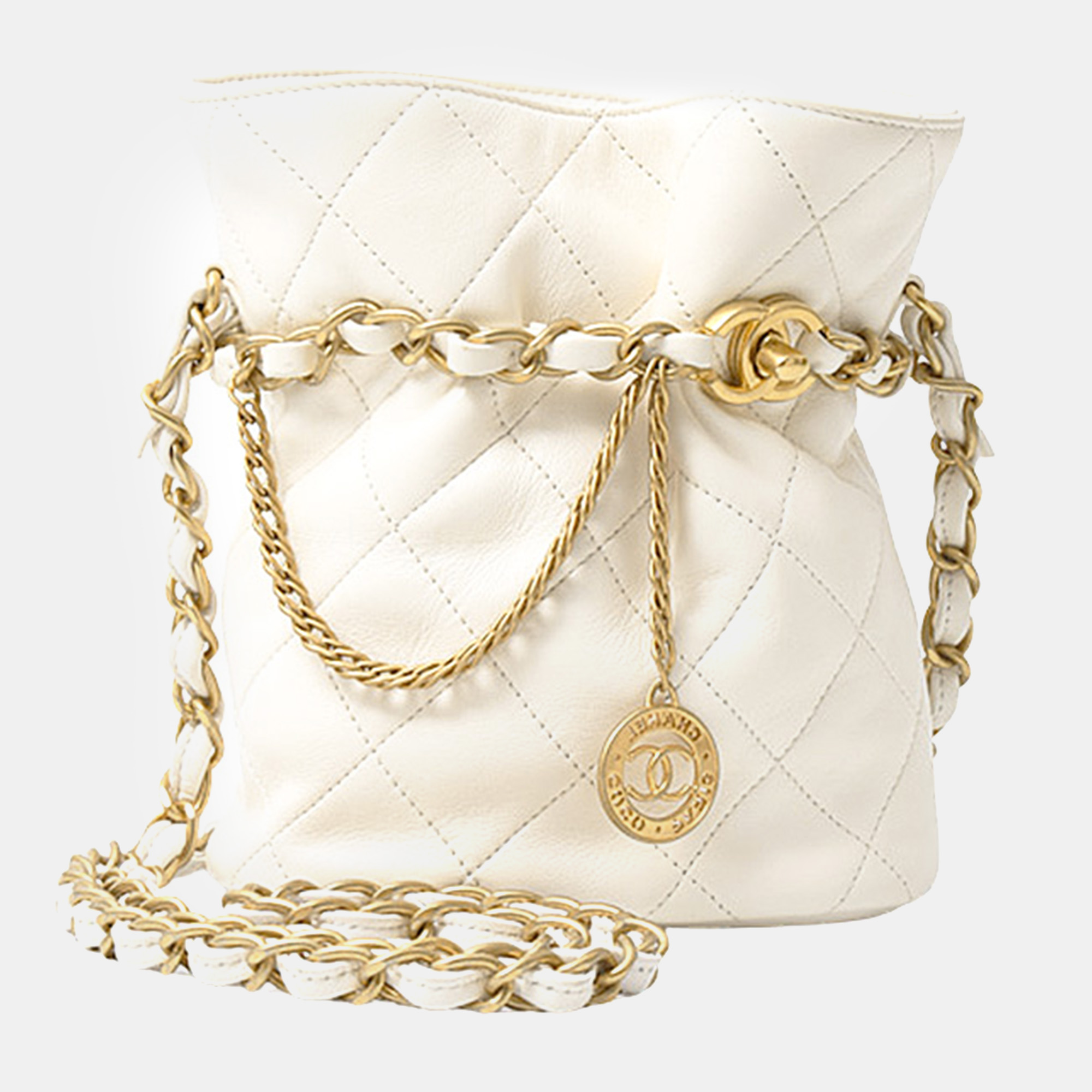 

Chanel White Leather Matelasse Chain Shoulder Bag