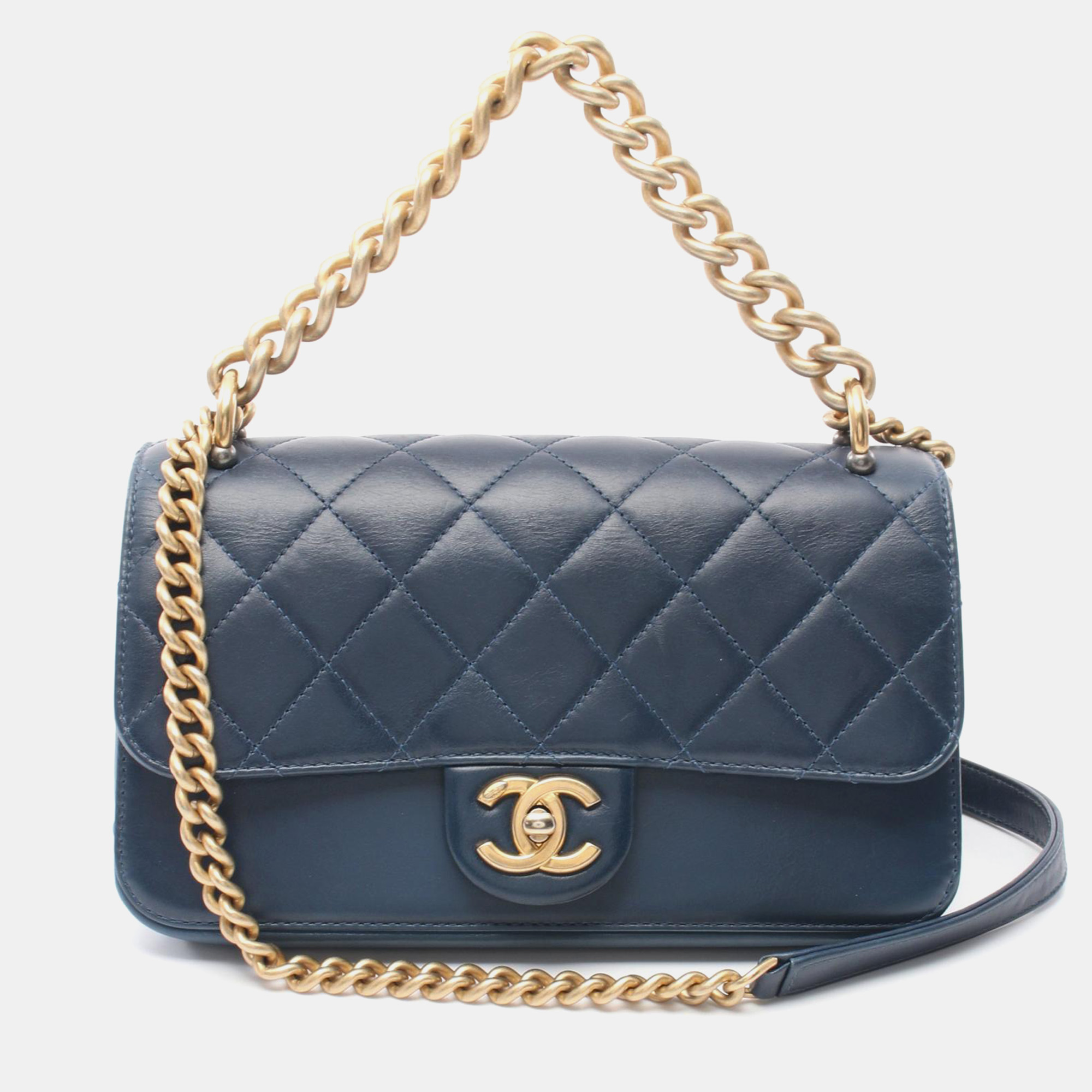 

Chanel Navy Quilted Lambskin Mini Coco Crush Flap Bag, Navy blue