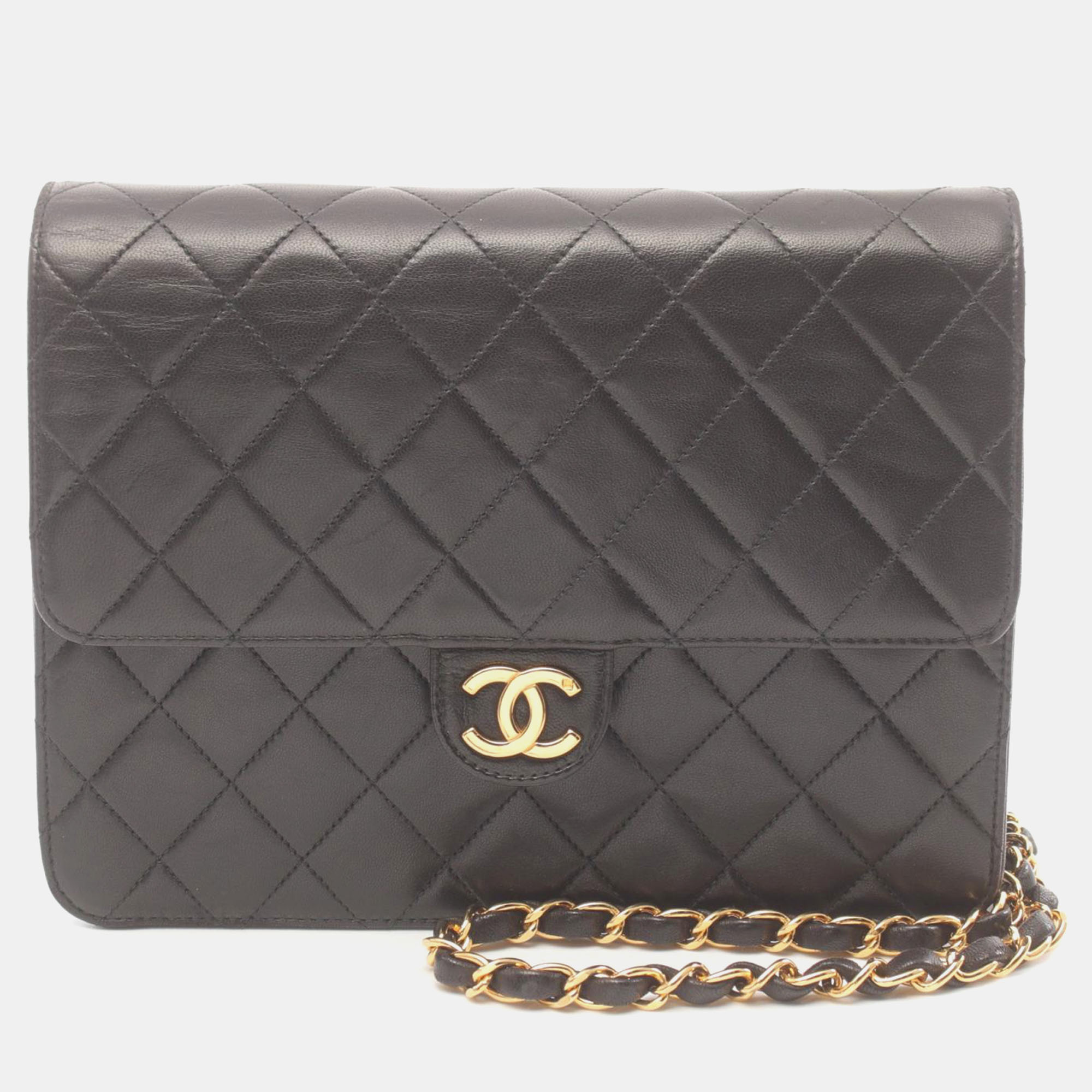 

Chanel Black Leather CC Matelasse Single Flap shoulder Bag