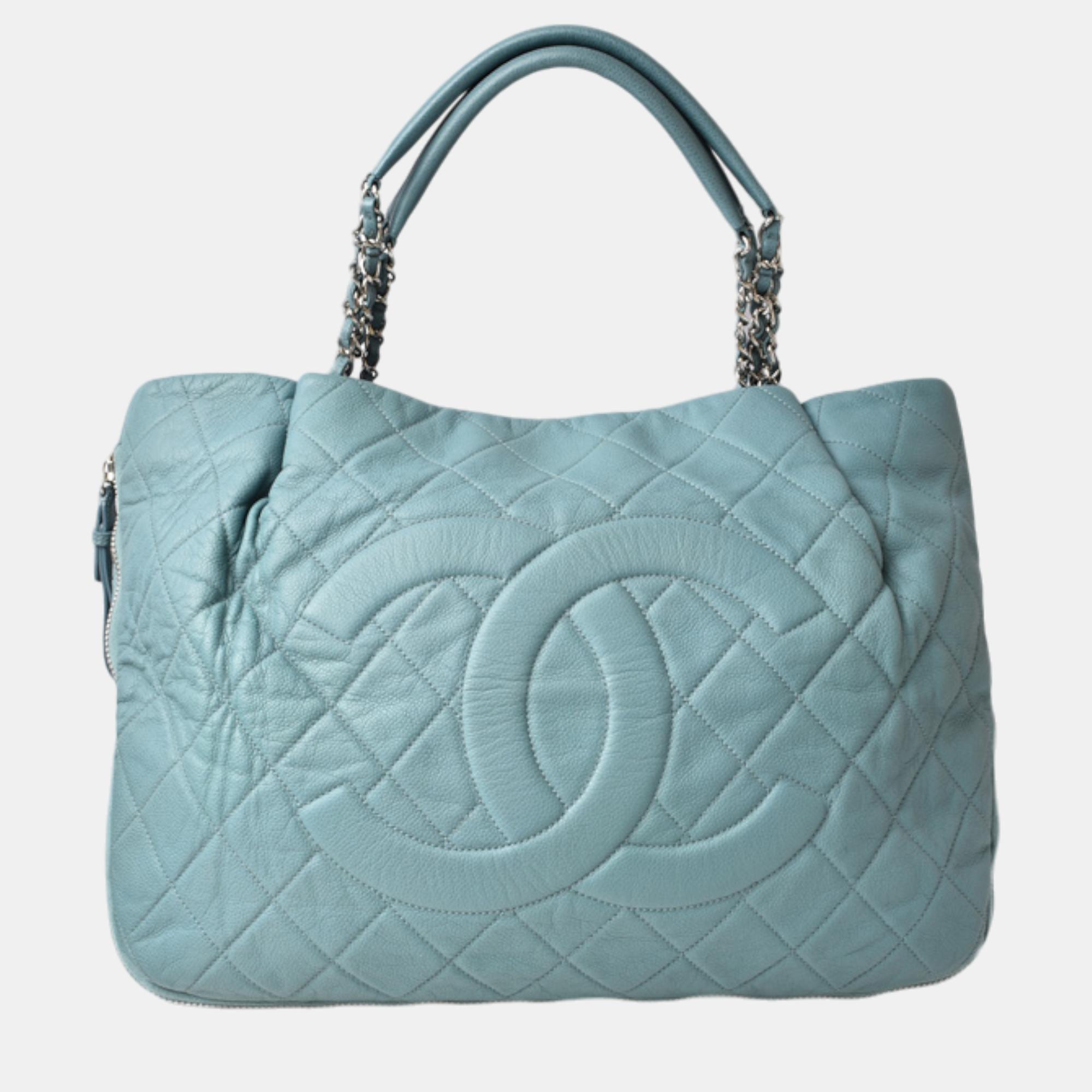 

Chanel Blue Quilted Timeless Caviar Expandable Tote Bag