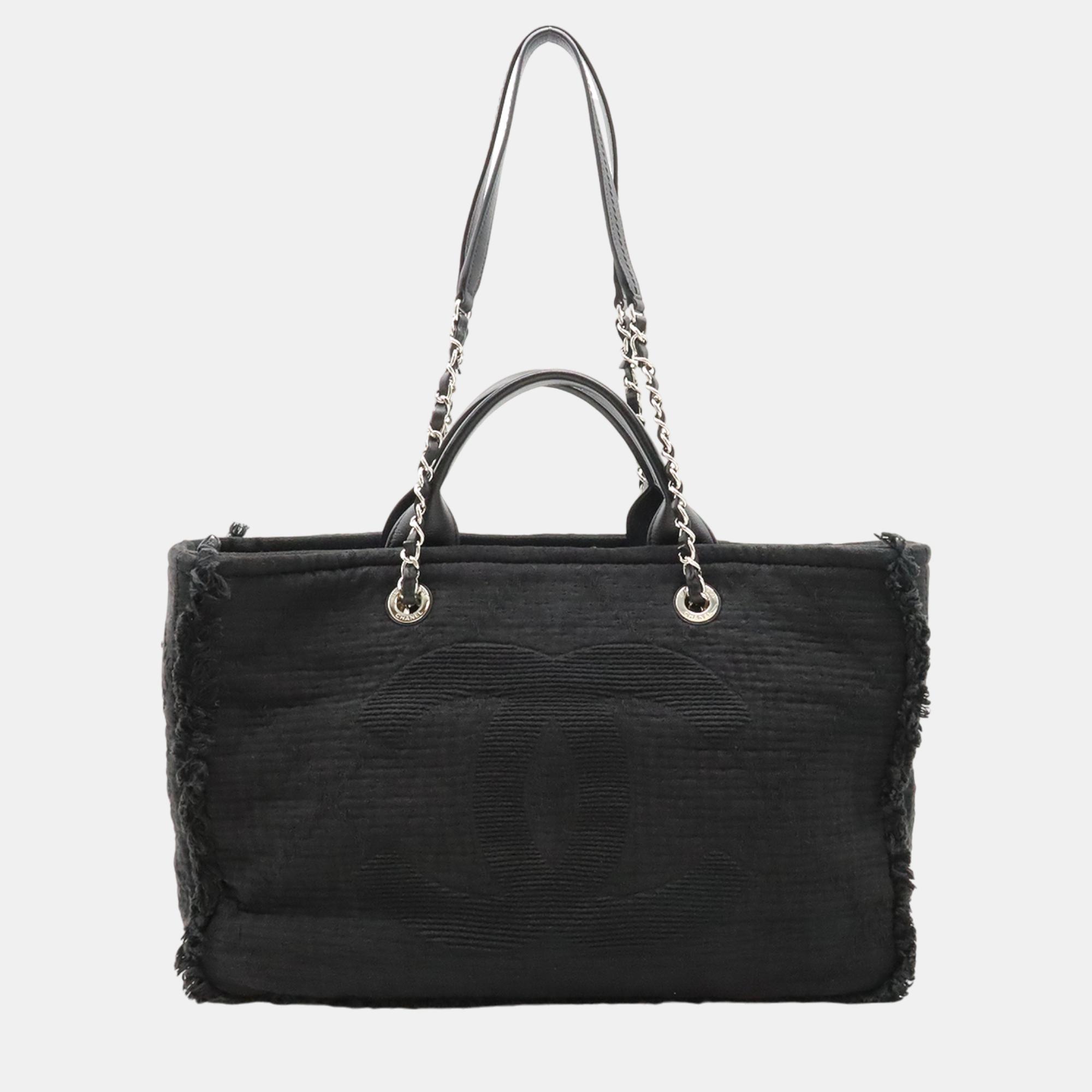 

Chanel Black Canvas Large Double Face Shopping Tote Bag
