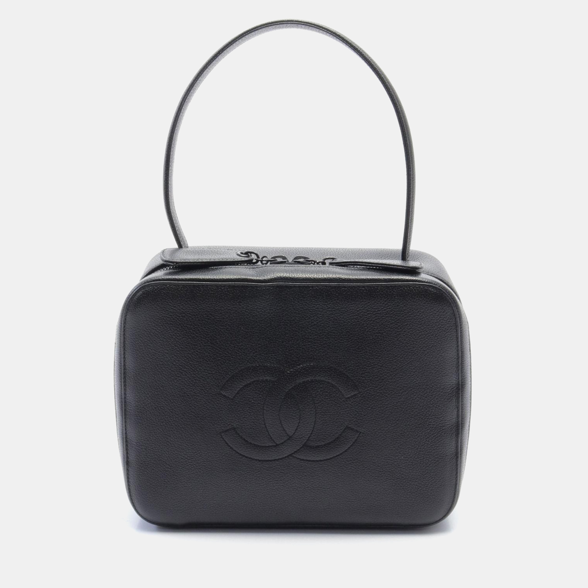 

Chanel Black Calfskin CC Top Handle Bag