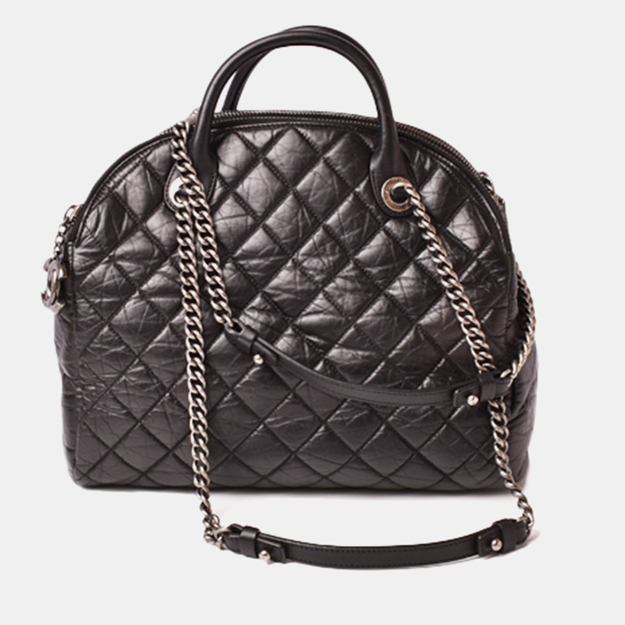 

Chanel Black Aged Leather CC Tote Bag