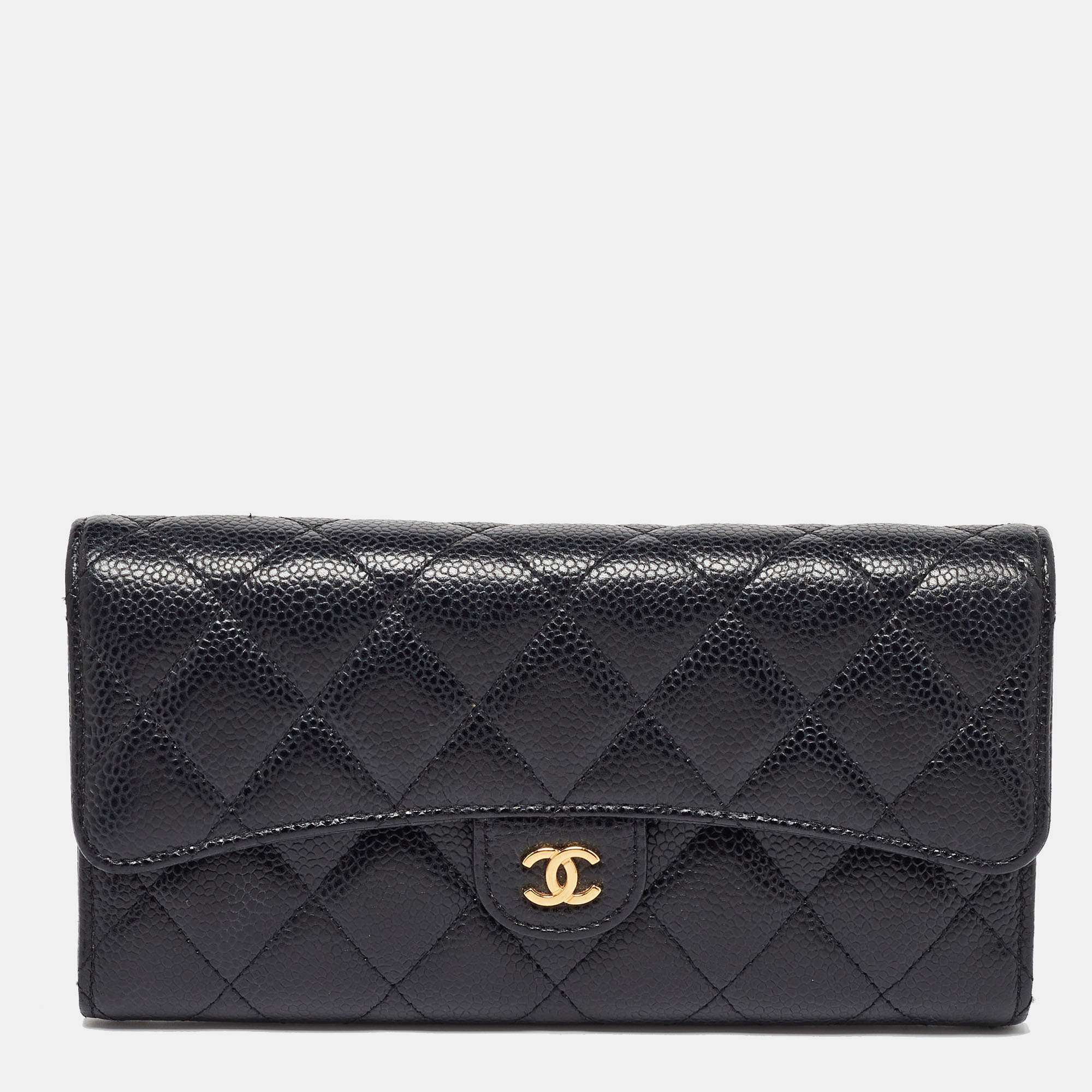 

Chanel Black Caviar Quilted Leather Classic Long Flap Wallet