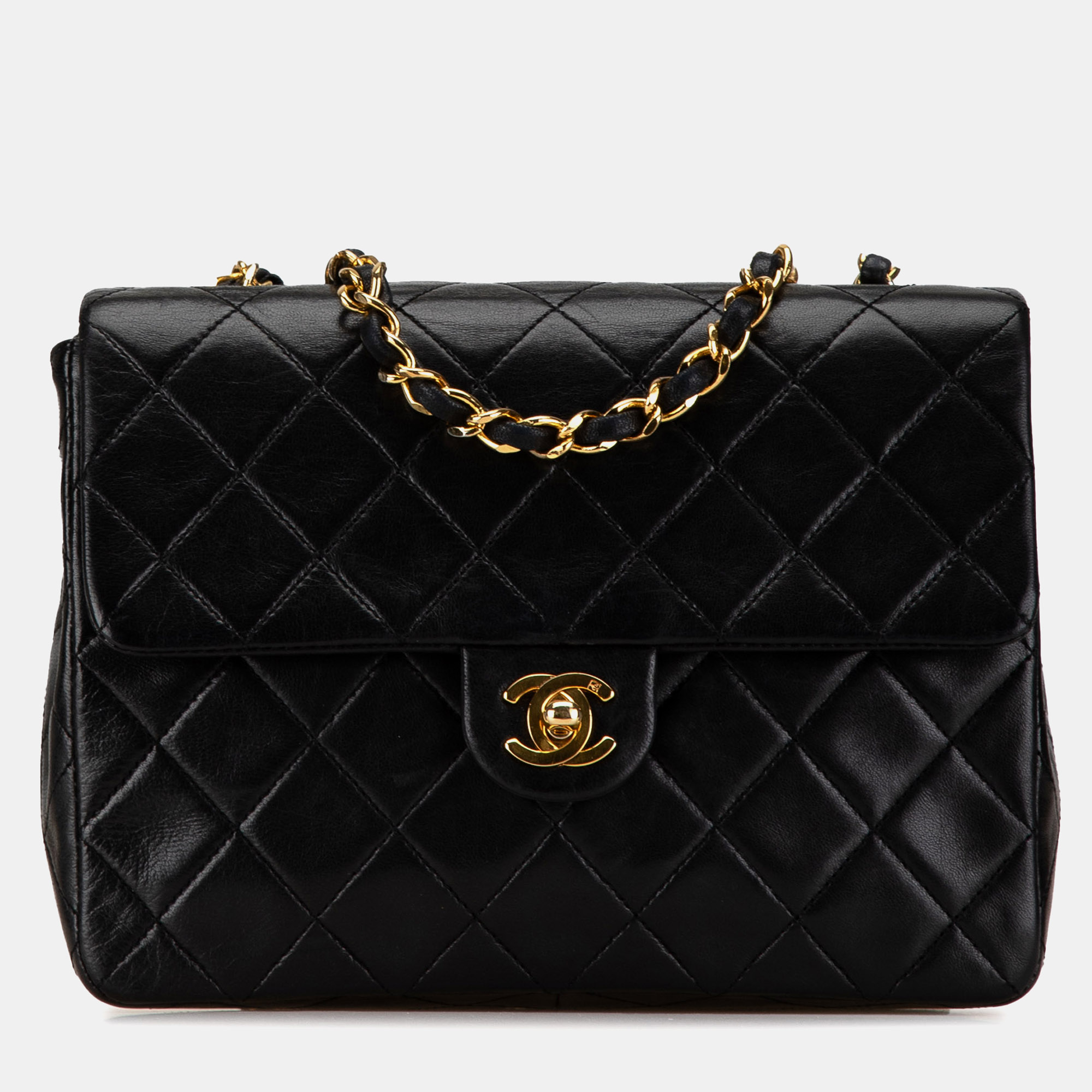 

Chanel Square Classic Quilted Lambskin Flap Bag, Black