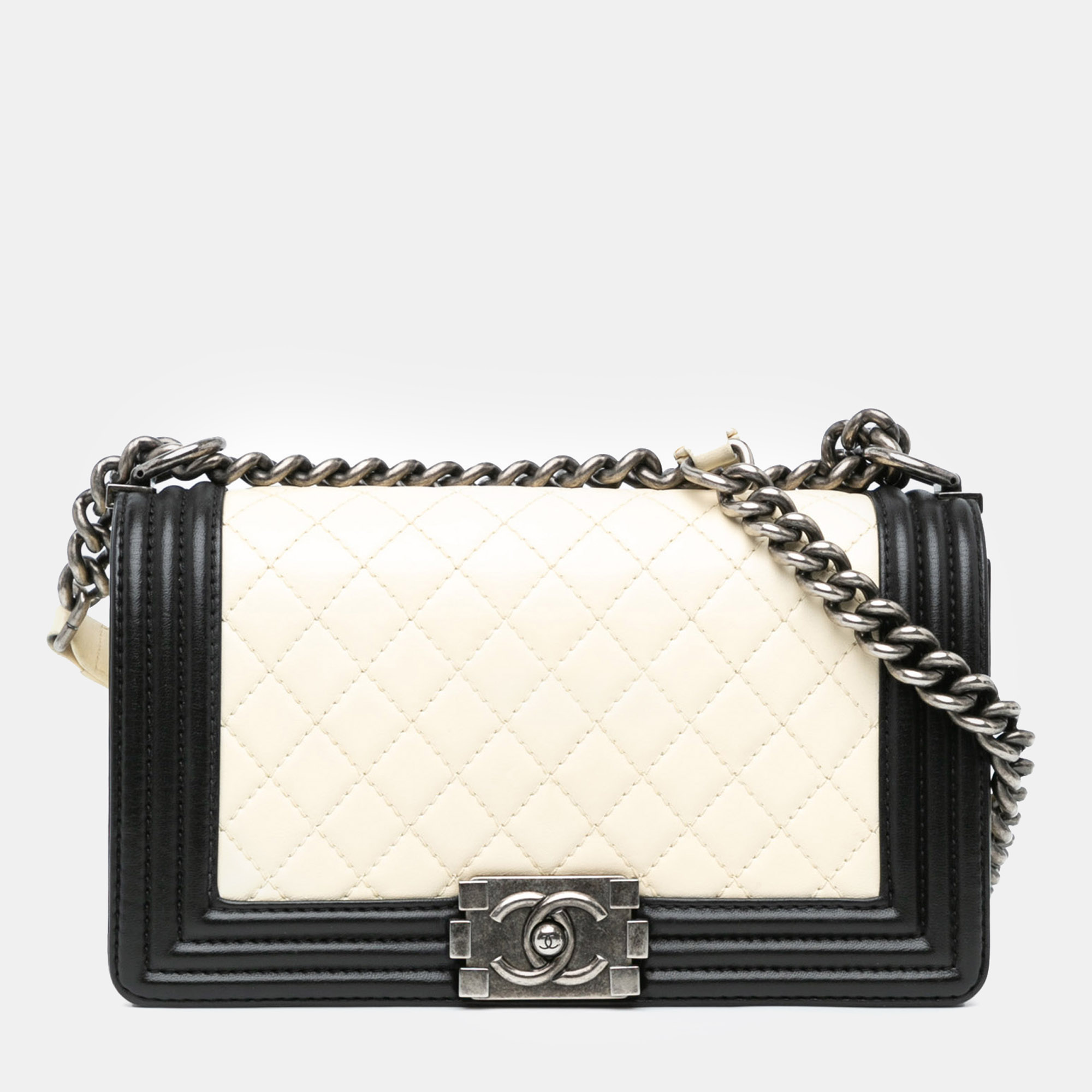 

Chanel Medium Bicolor Lambskin Boy Flap Bag, Black