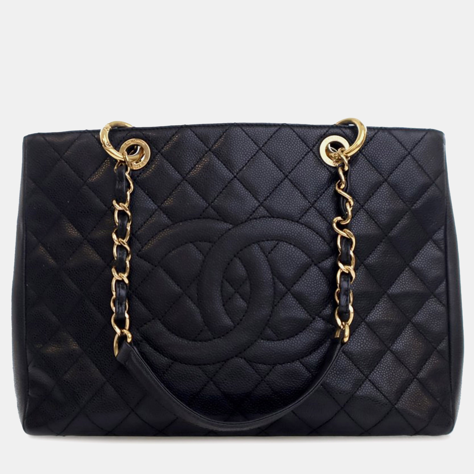 Pre-owned Chanel Caviar Grand Shopping Tote In Black