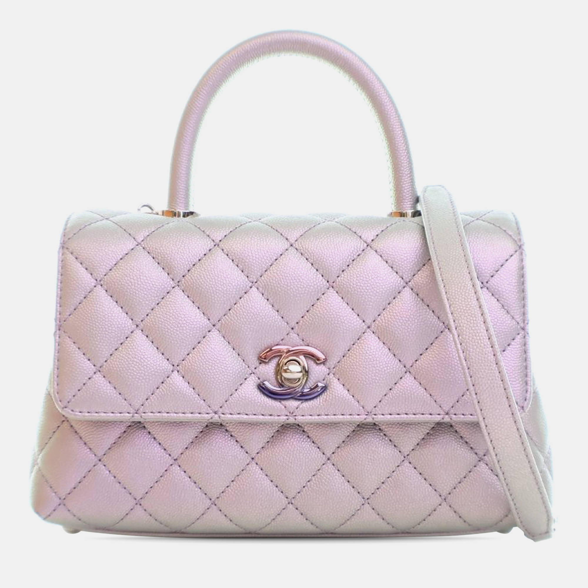 

Chanel Mini Iridescent Caviar Coco Handle Bag, Purple