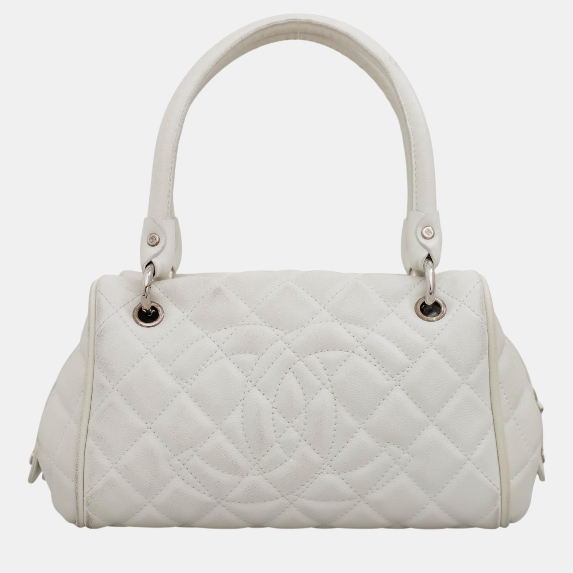 

Chanel White Caviar Leather Timeless Bowler Shoulder Bag