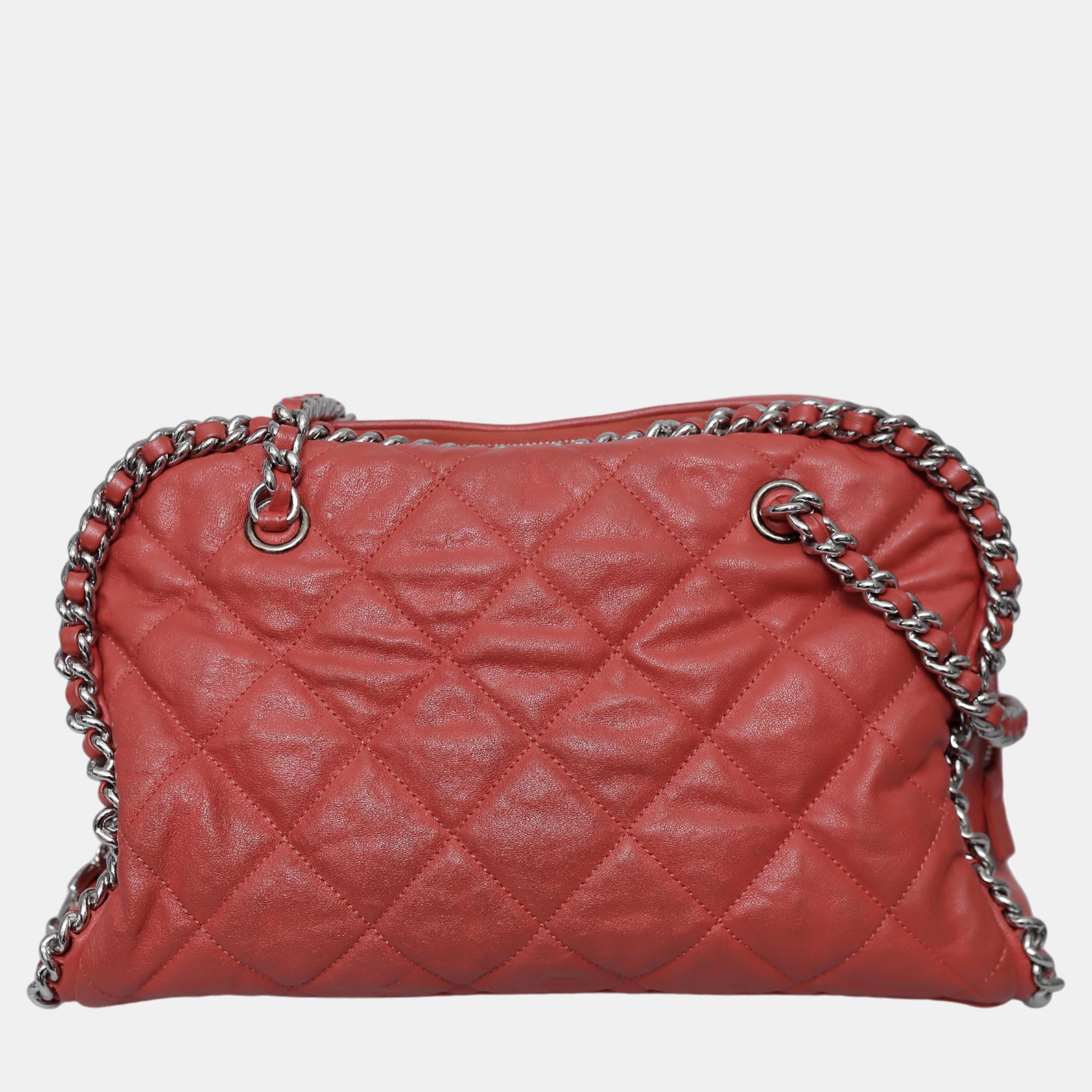 

Chanel Quilted Chain Around Bowler Bag, Red