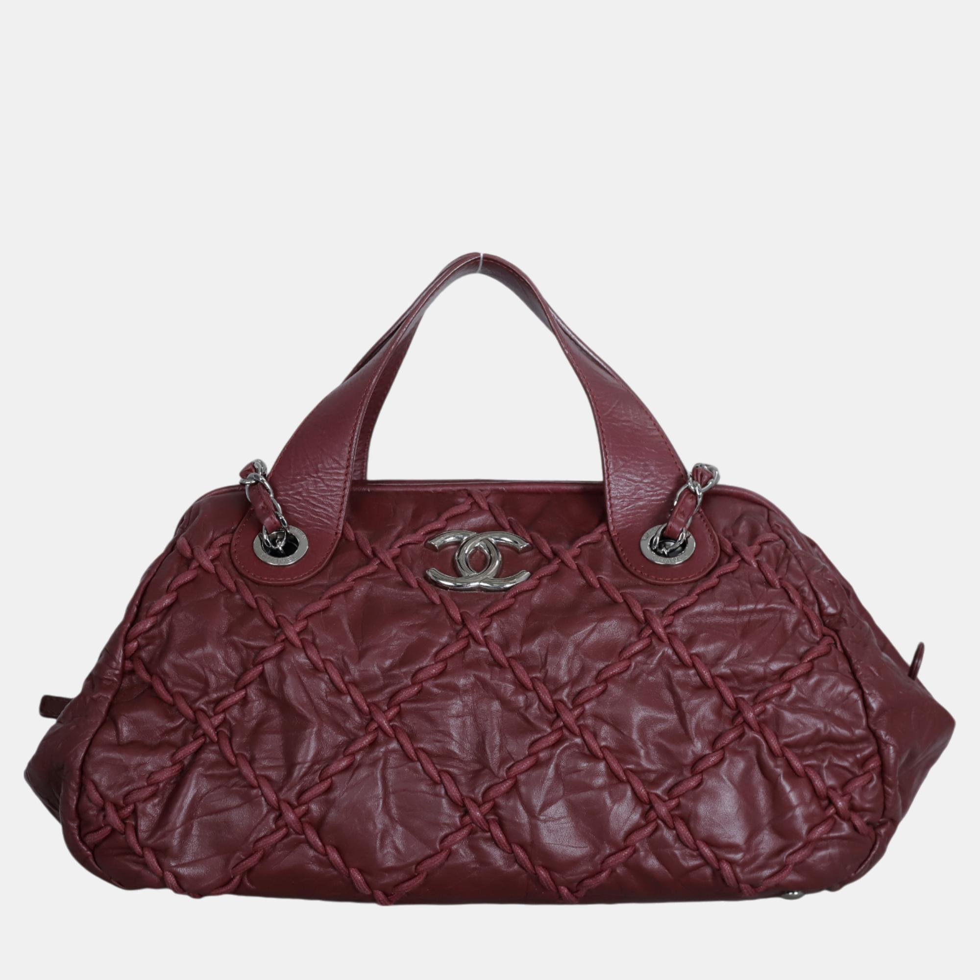 

Chanel Ultra Stitch Bowler Bag, Red