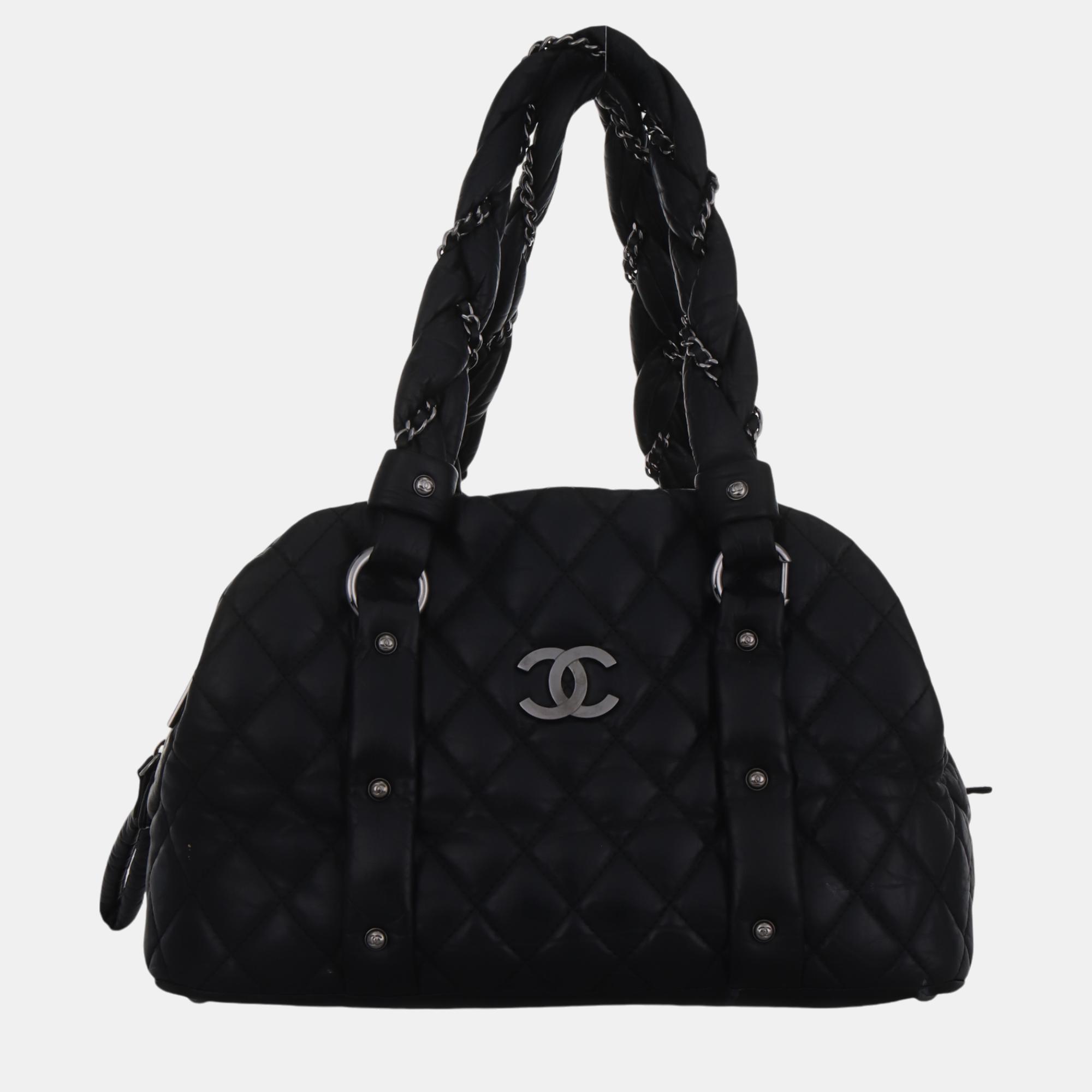 

Chanel Black Quilted Leather Lady Braid Bowler Bag