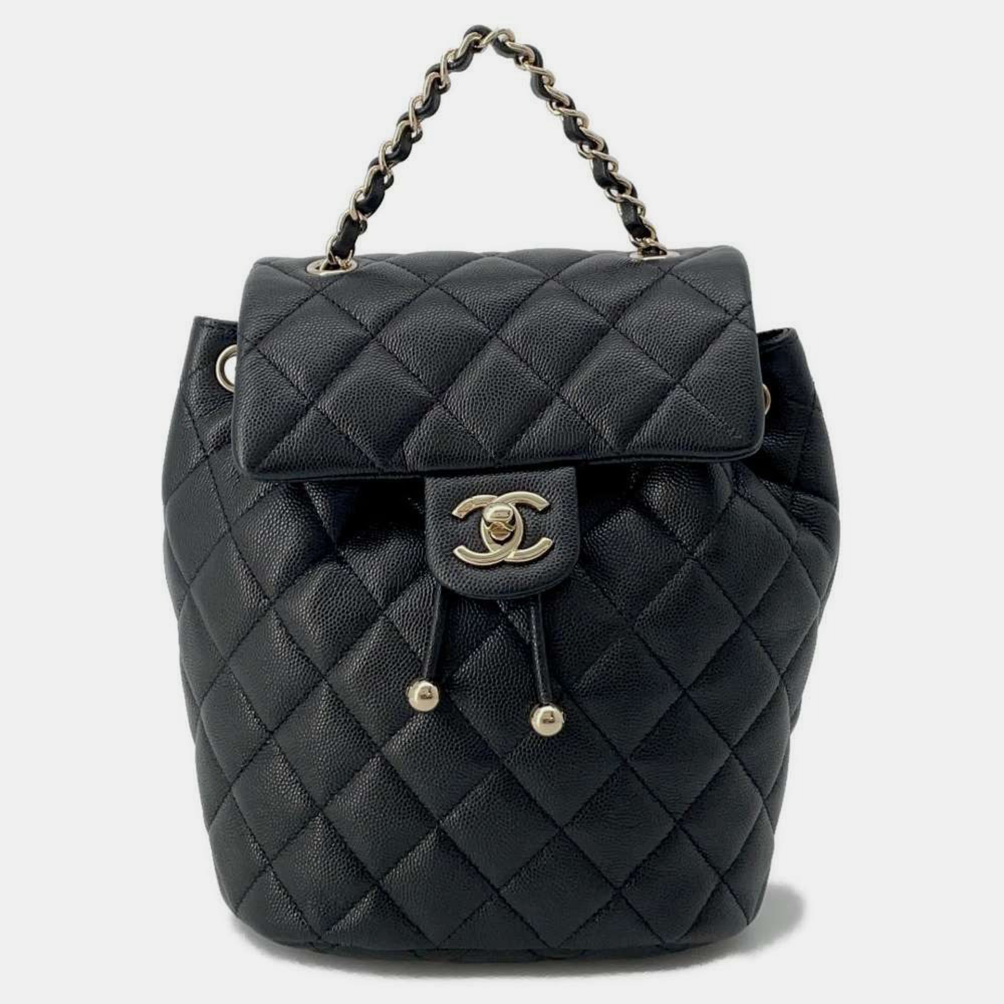 

Chanel Black Caviar Leather Matelasse Backpack Size Mini