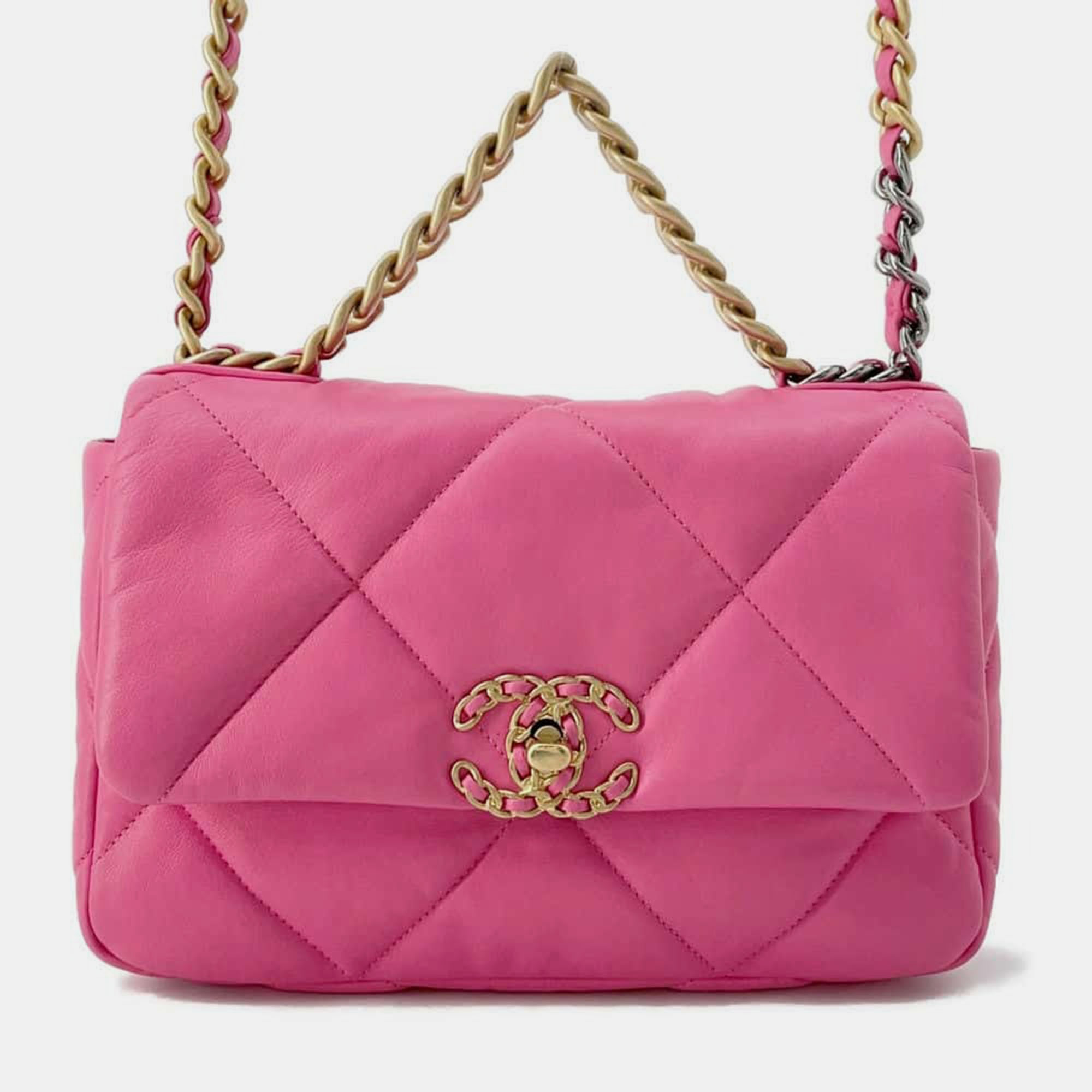 

Chanel Pink Lambskin 19 Chain Shoulder Bag