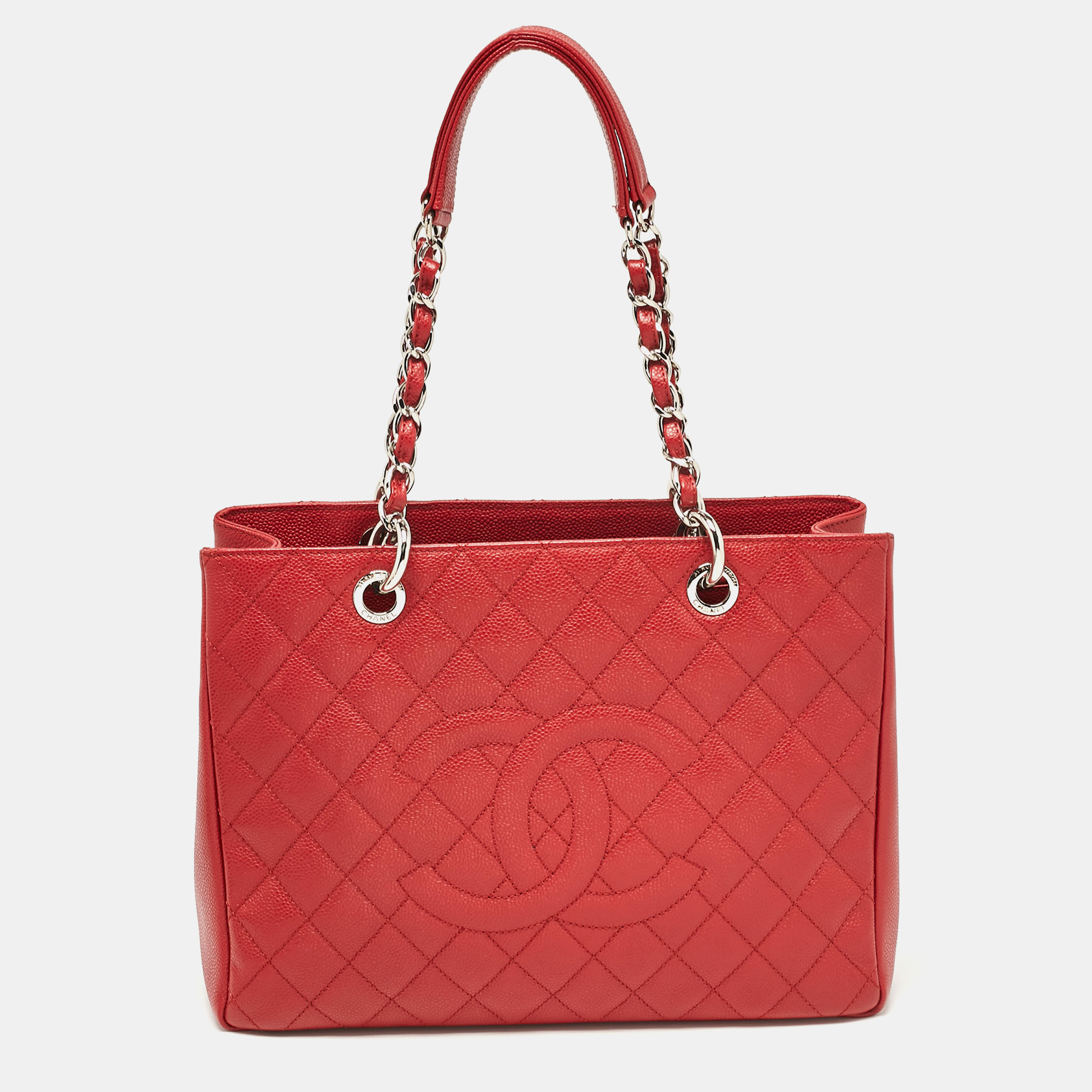 

Chanel Red Quilted Caviar Leather Grand Shopper Tote