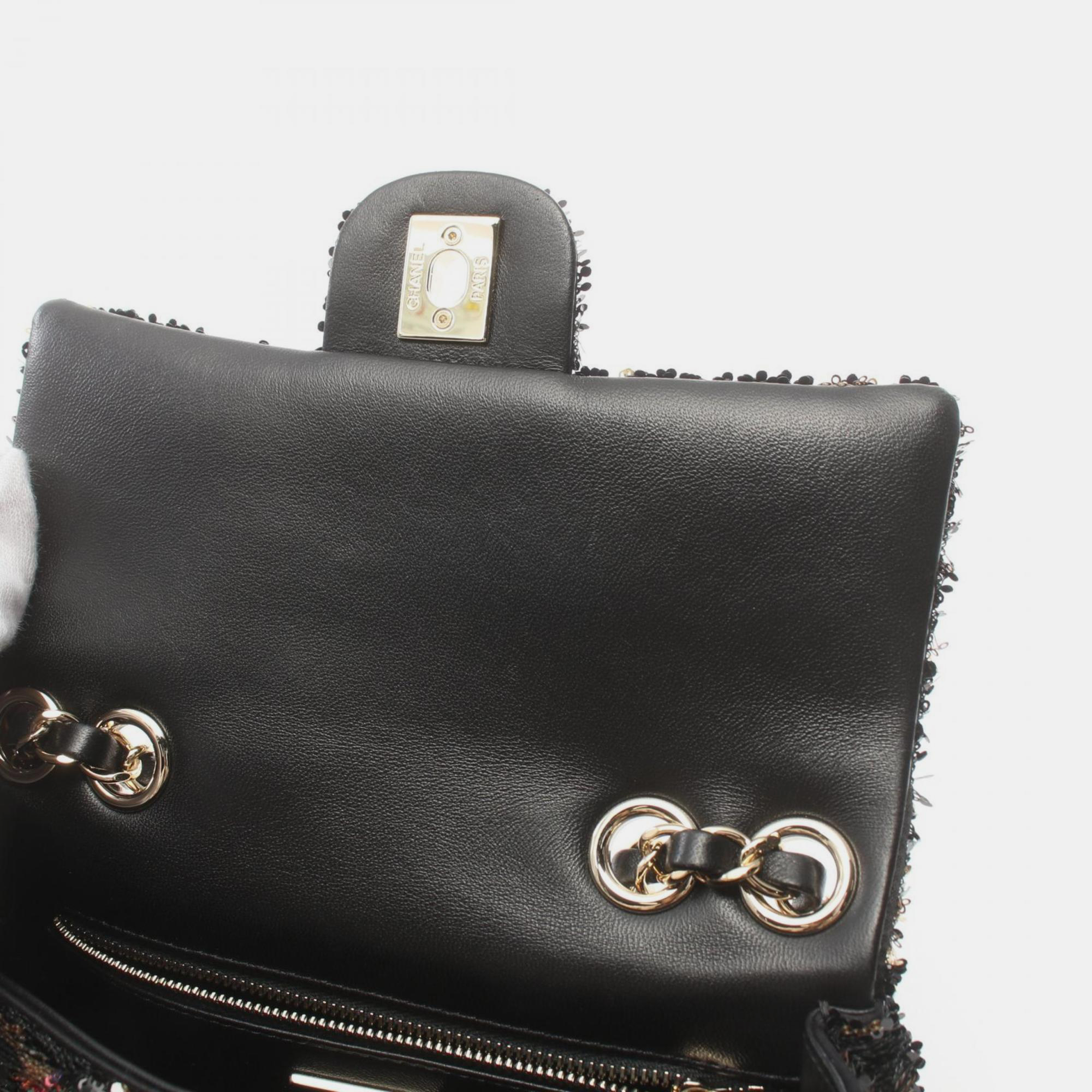 Chanel Coco Mark Lambskin Black Multicolor Shoulder Bag 