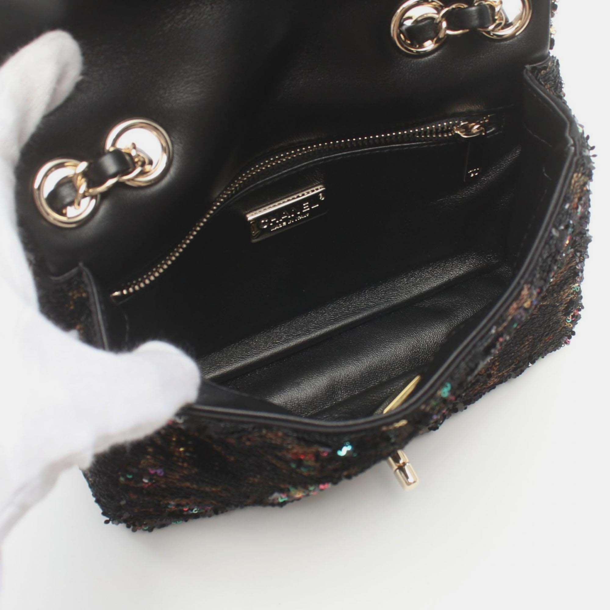 Chanel Coco Mark Lambskin Black Multicolor Shoulder Bag 