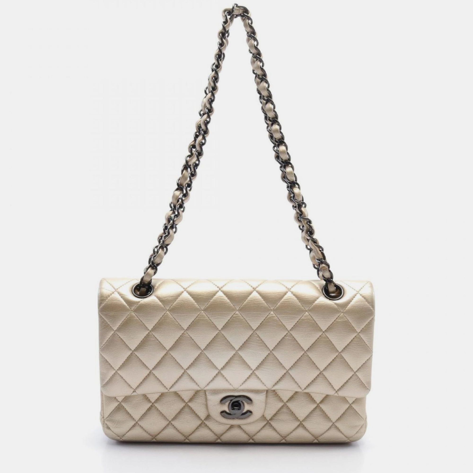 

Chanel Leather Gold Matelasse Double Flap Shoulder Bag