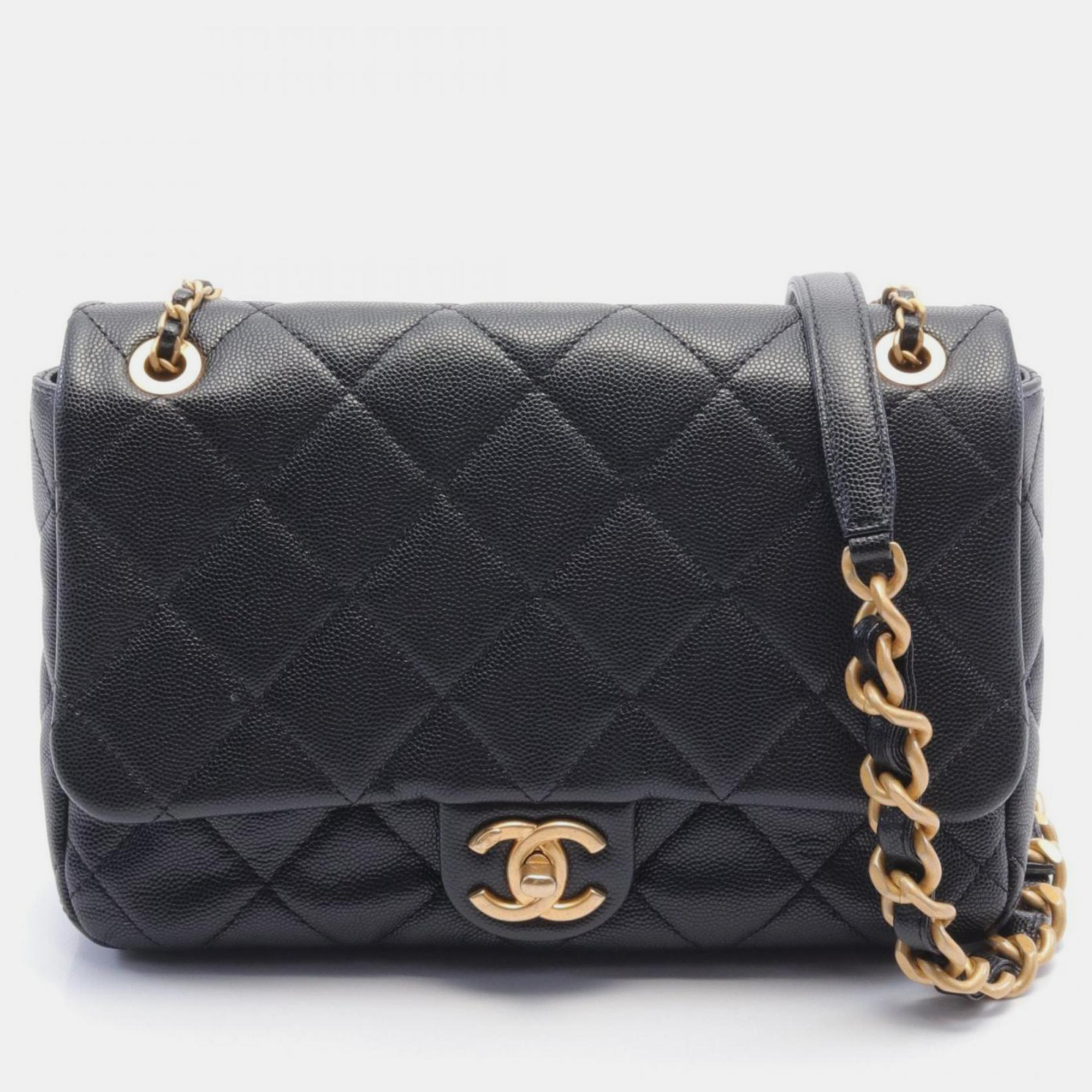 

Chanel Black Caviar Skin (Grained Calf) Matelasse Shoulder Bag
