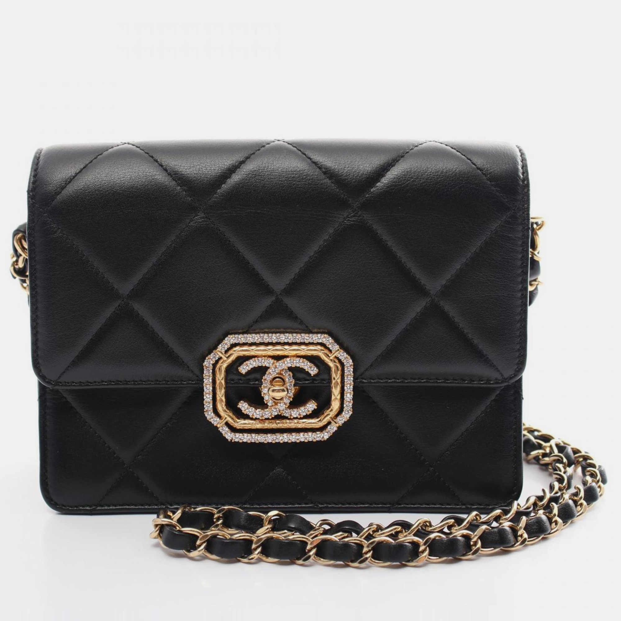 

Chanel Black Lambskin Matelasse Shoulder Bag