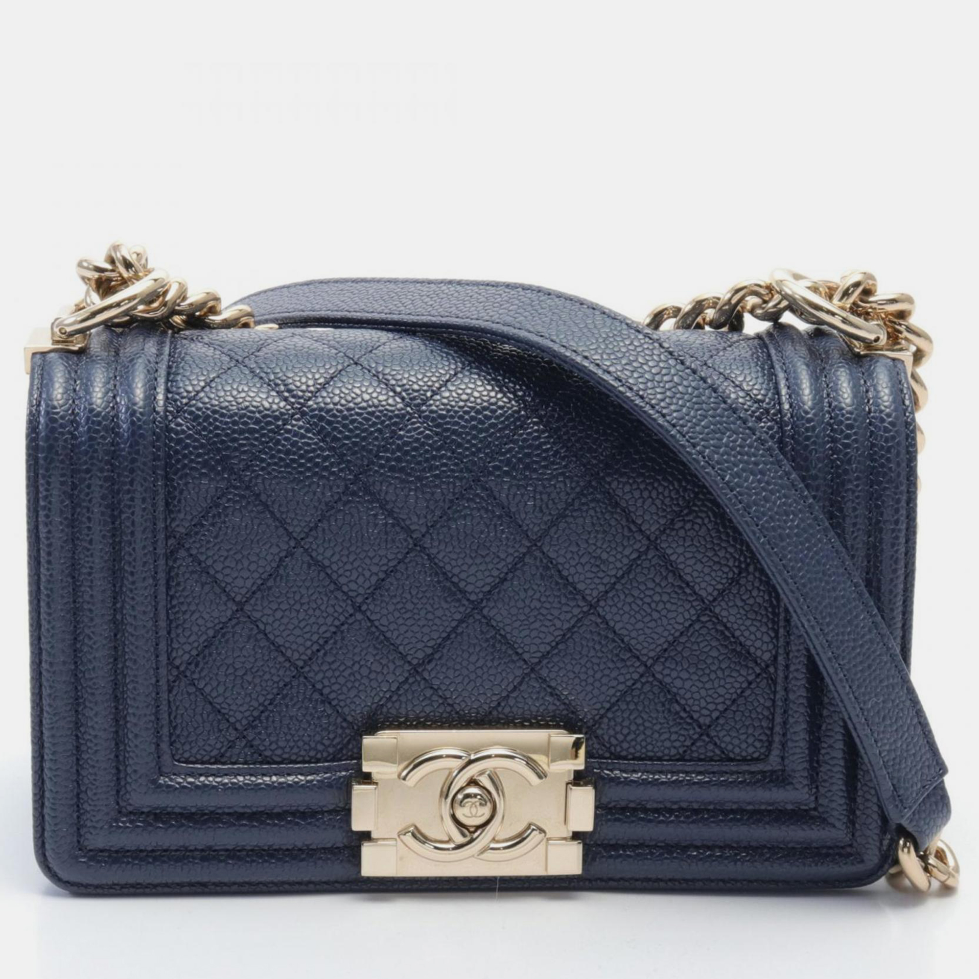 

Chanel Navy Caviar Skin Boy Chanel Shoulder Bag, Navy blue