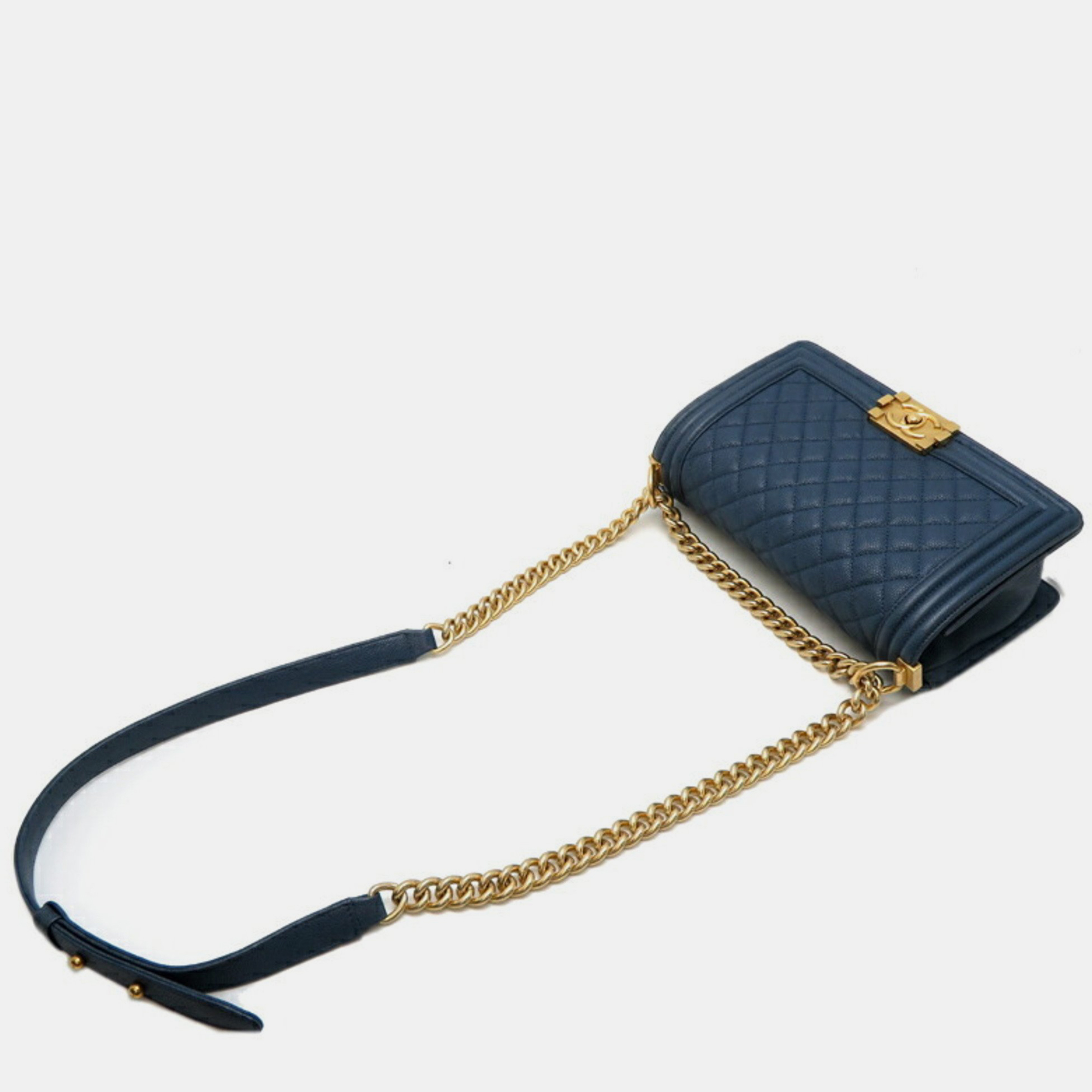 Chanel Blue Caviar Skin Boy 25 Chain Shoulder Bag 