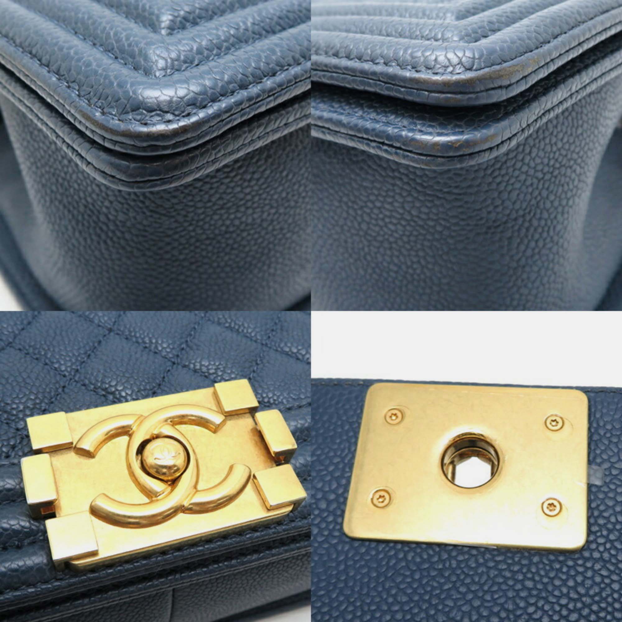 Chanel Blue Caviar Skin Boy 25 Chain Shoulder Bag 
